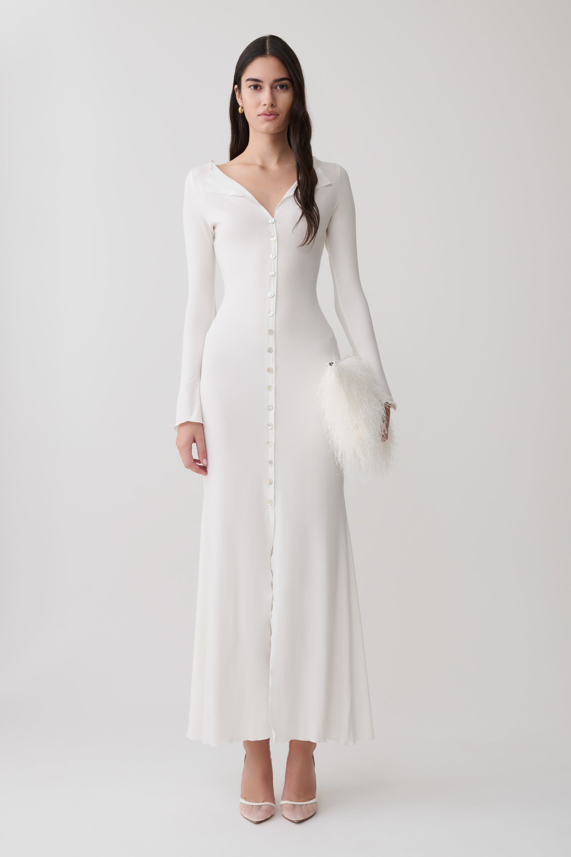 white long sleeve dress near me Bella and Bloom Boutique CL137788110 Tanya Buttoned Long Sleeve Maxi