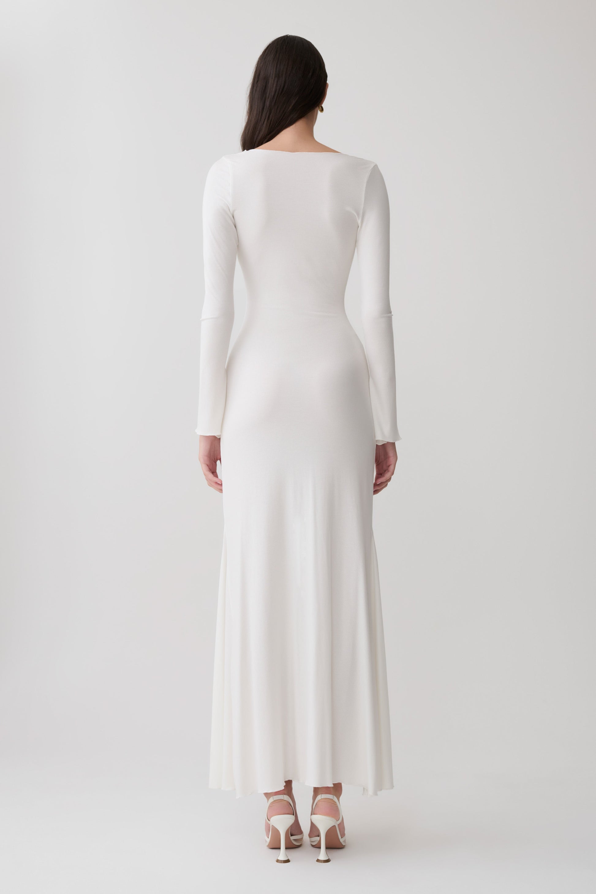 Tanya Buttoned Long Sleeve Maxi Dress - White Tanya Buttoned Long Sleeve Maxi Dress - White