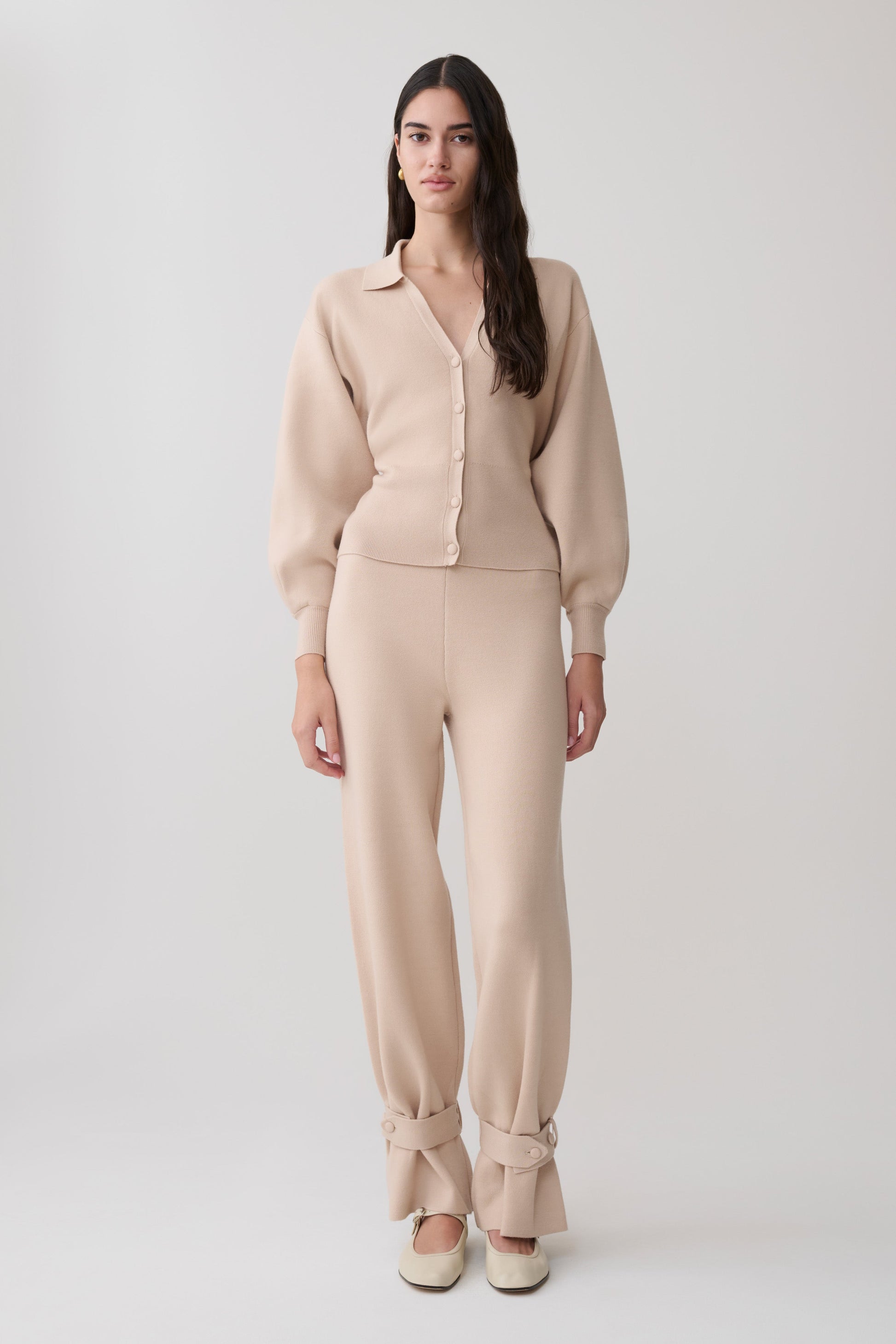 Blaine Knit Blouson Sleeve Cardigan - Oat Marle #7