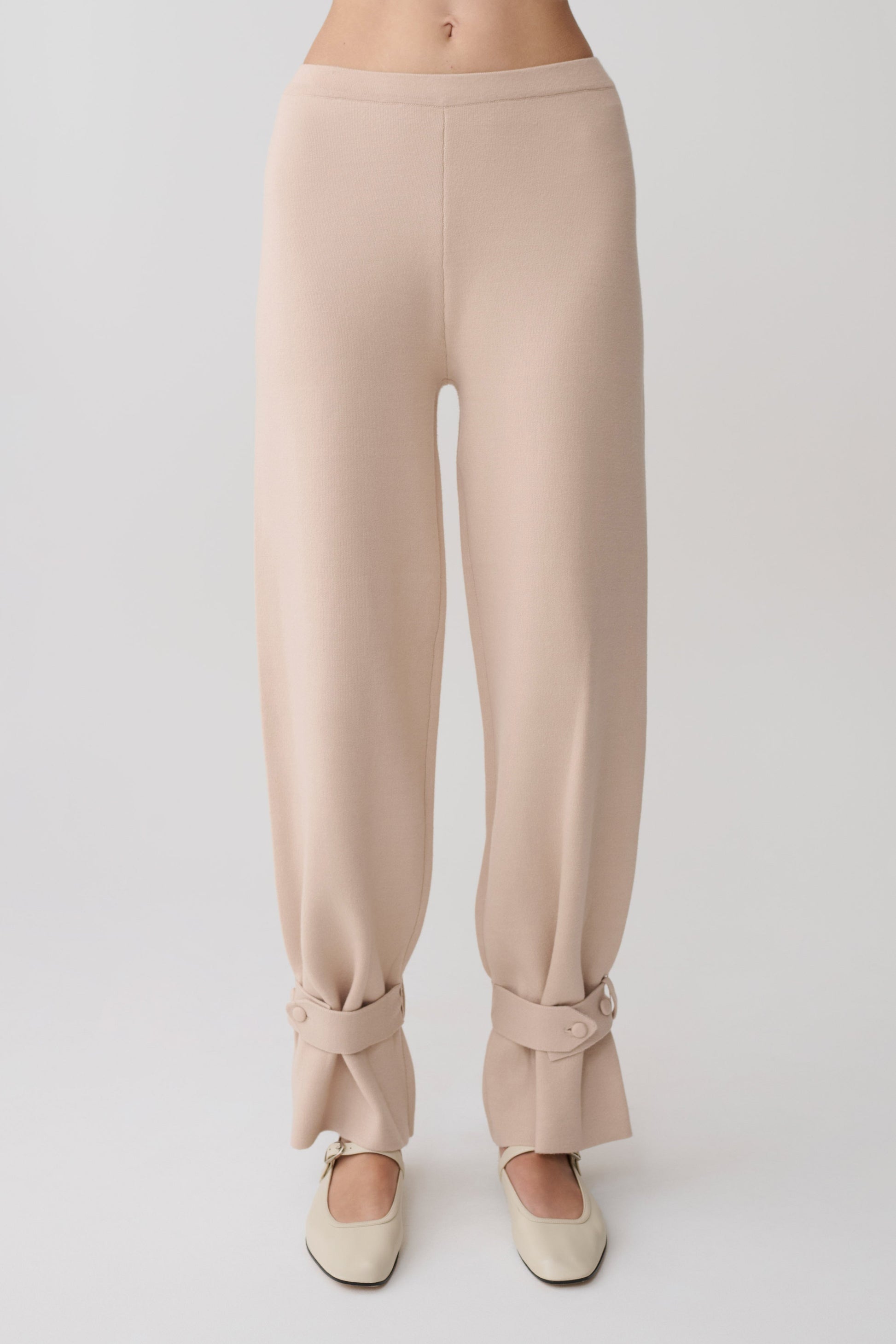Blaine Knit Cuffed Wide Leg Pants - Oat Marle #7
