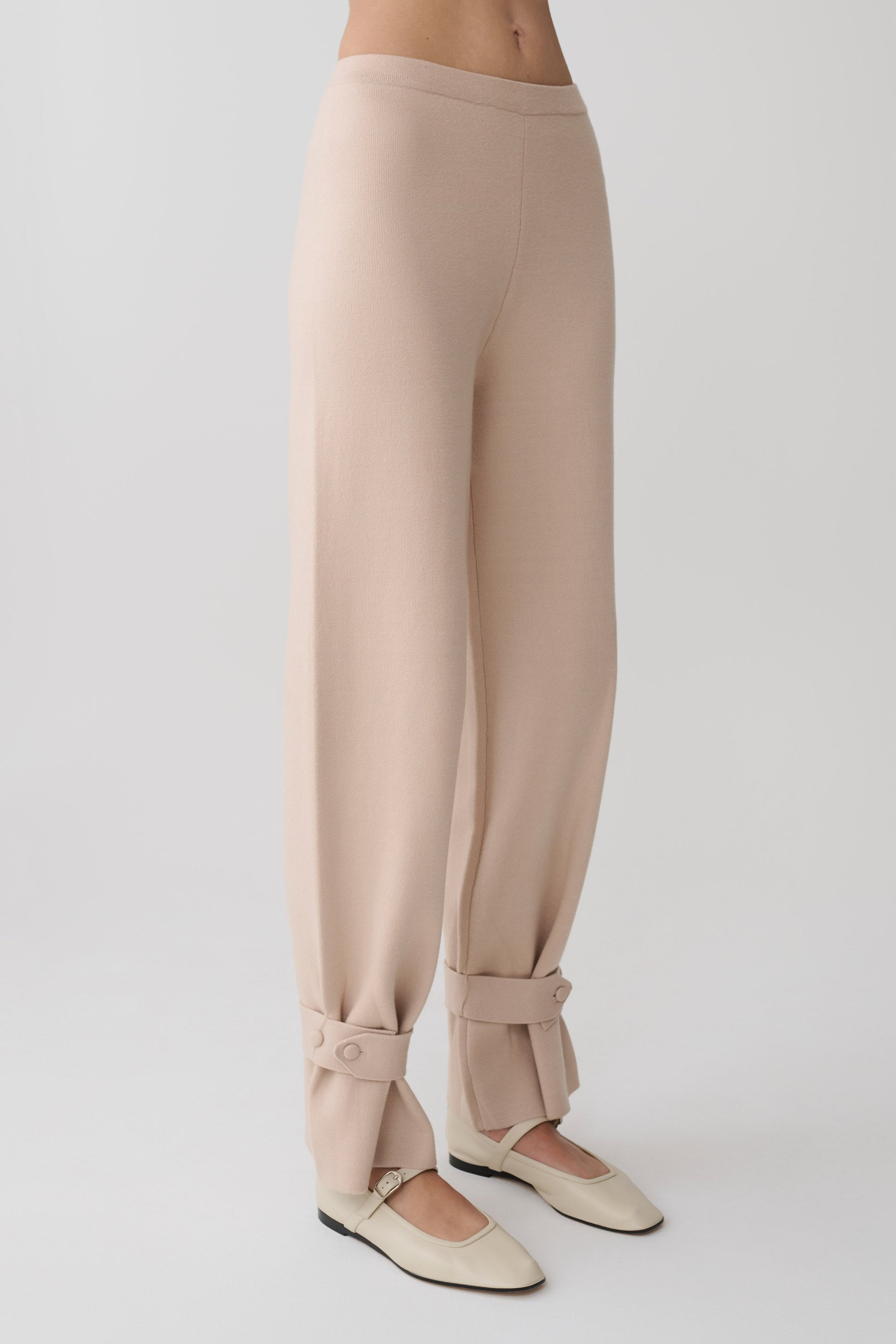Blaine Knit Cuffed Wide Leg Pants - Oat Marle #5