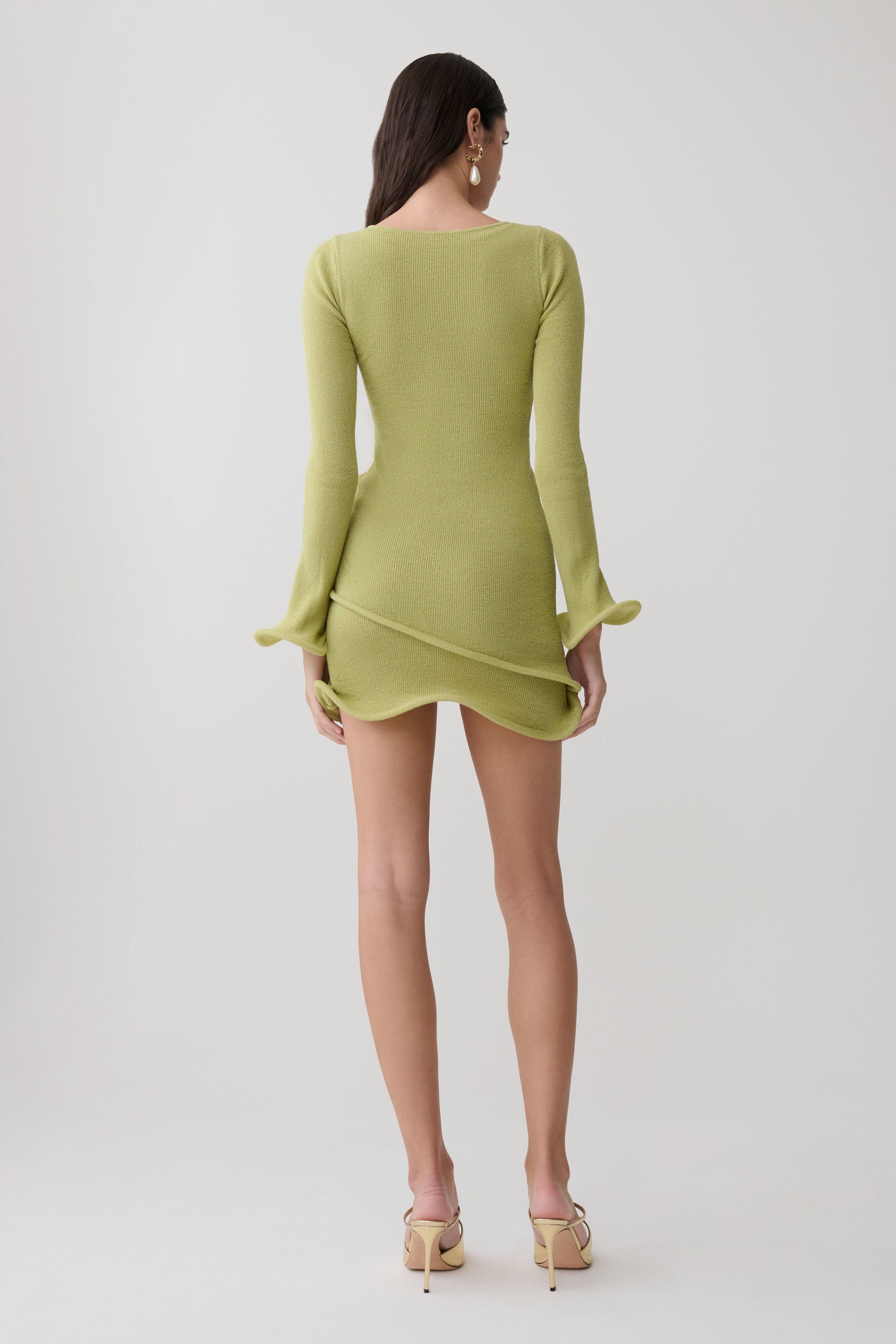 Samira Knit Long Sleeve Mini Dress - Light Olive #2