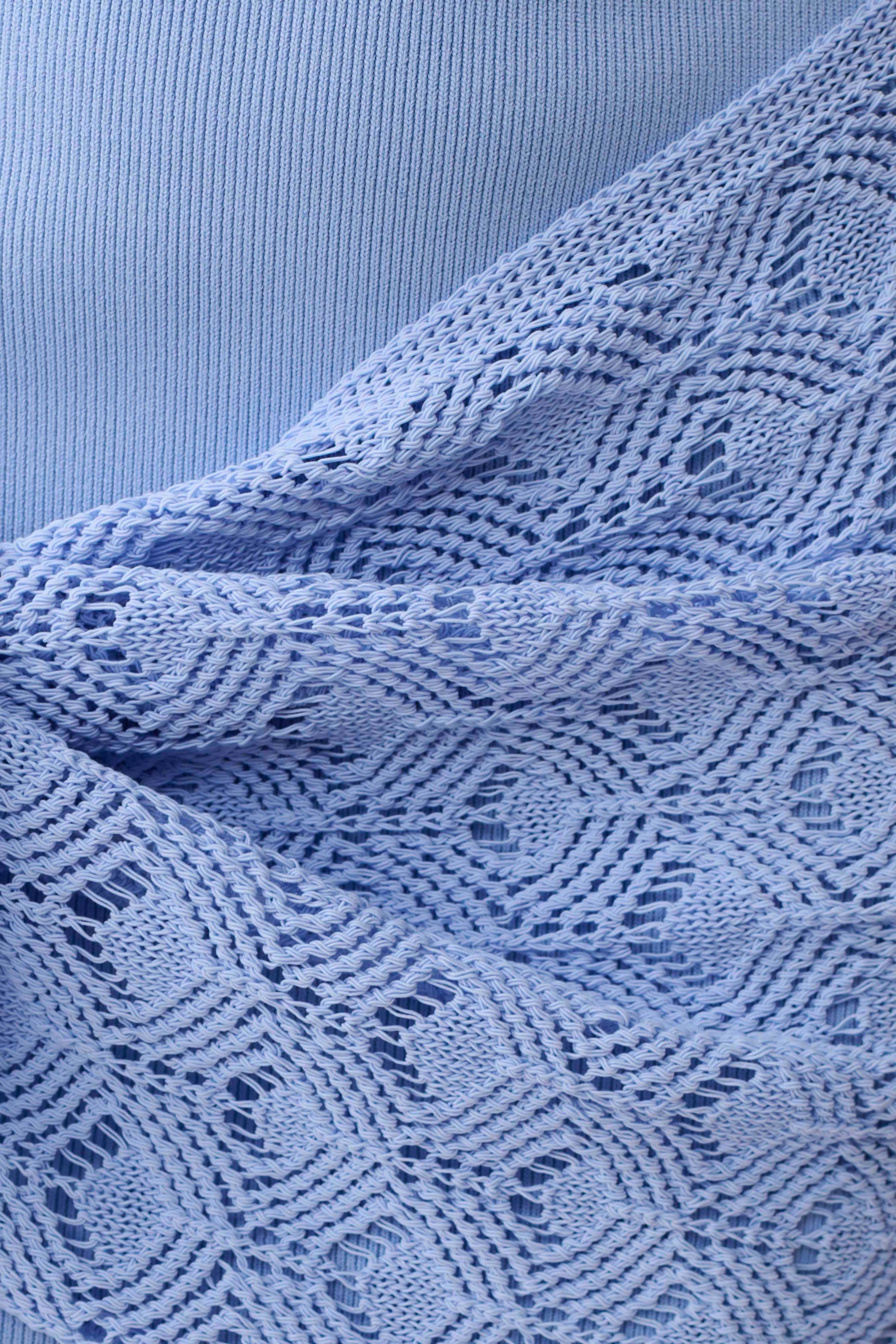 Mollie Mini Dress With Crochet Overlay - Cornflower Blue #5