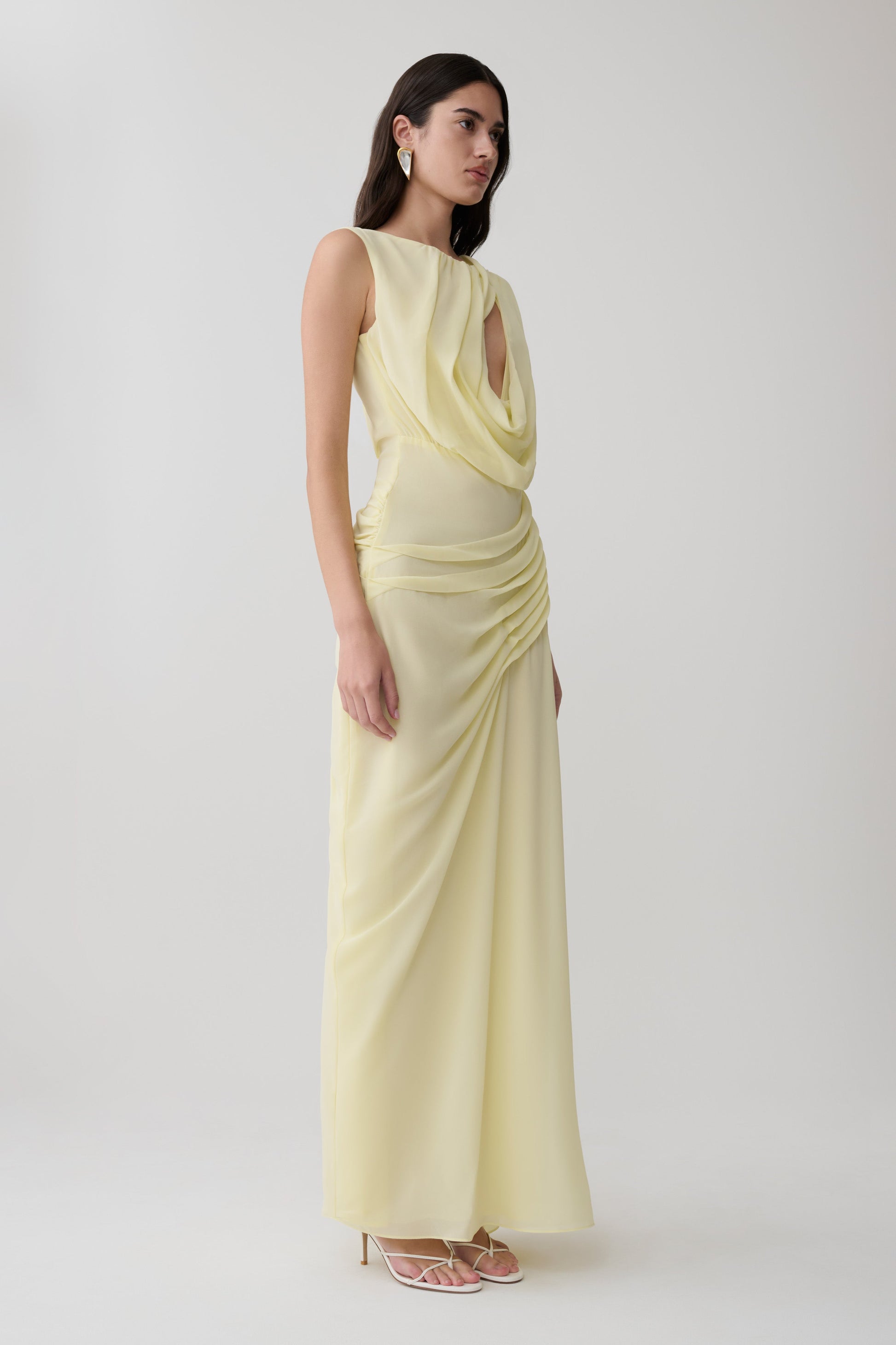 Oria Chiffon Maxi Dress - Pastel Lemon #3