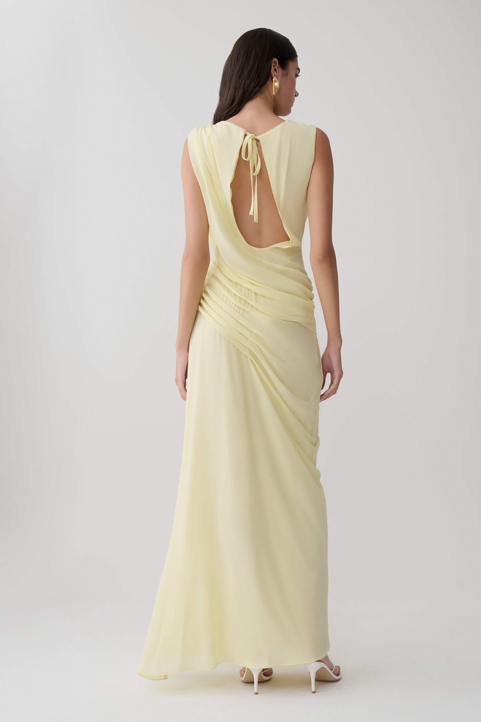 Oria Chiffon Maxi Dress / Pastel Lemon | MESHKI