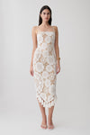 Delta Crochet Halter Midi Dress - White