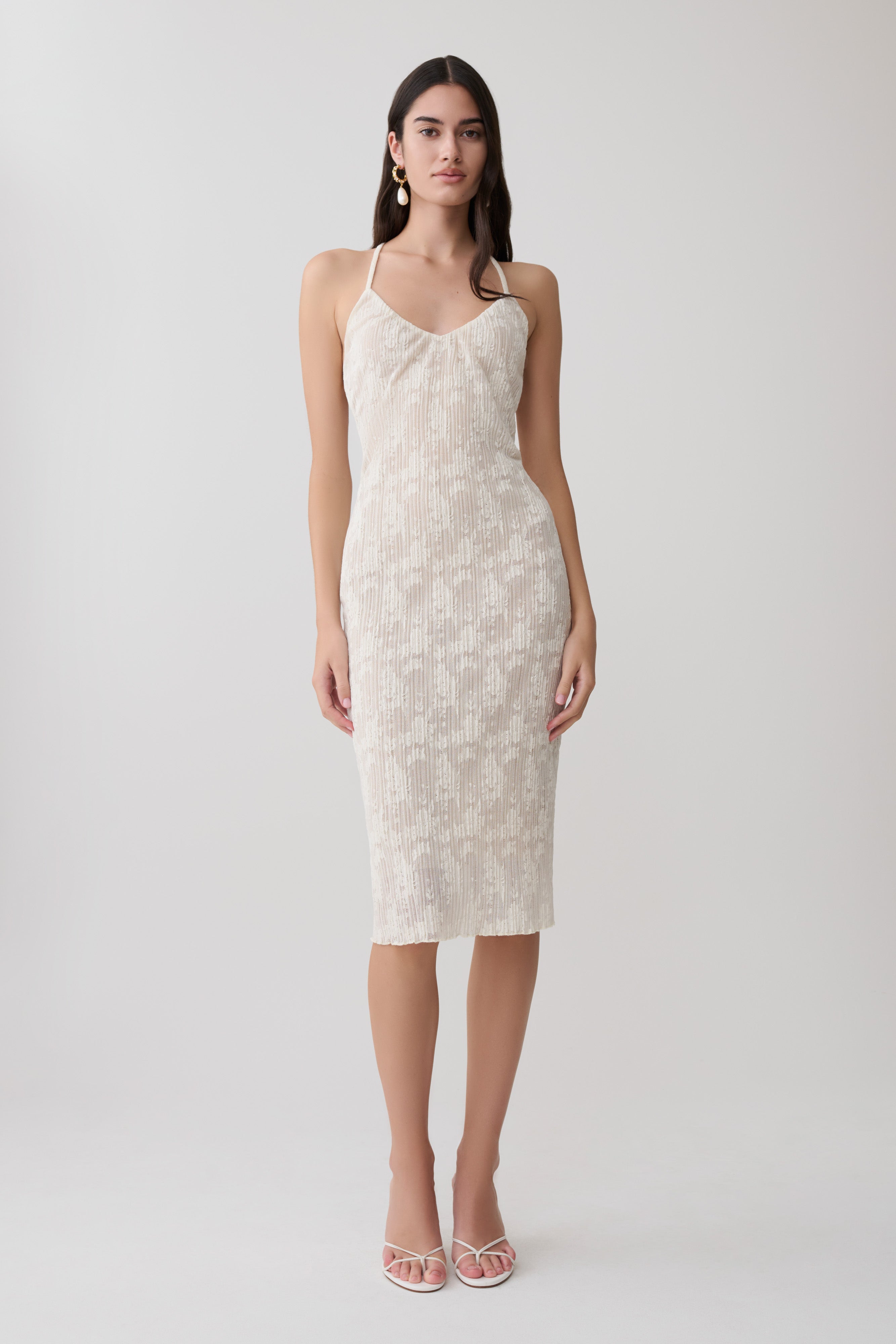 Ambrose Lace Midi Dress - Ivory | MESHKI US