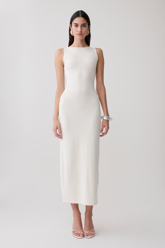 elegant midi dresses Cream Ruffle Dress | Trendy Women's tailored fit DAZY Swing Collar High Neck