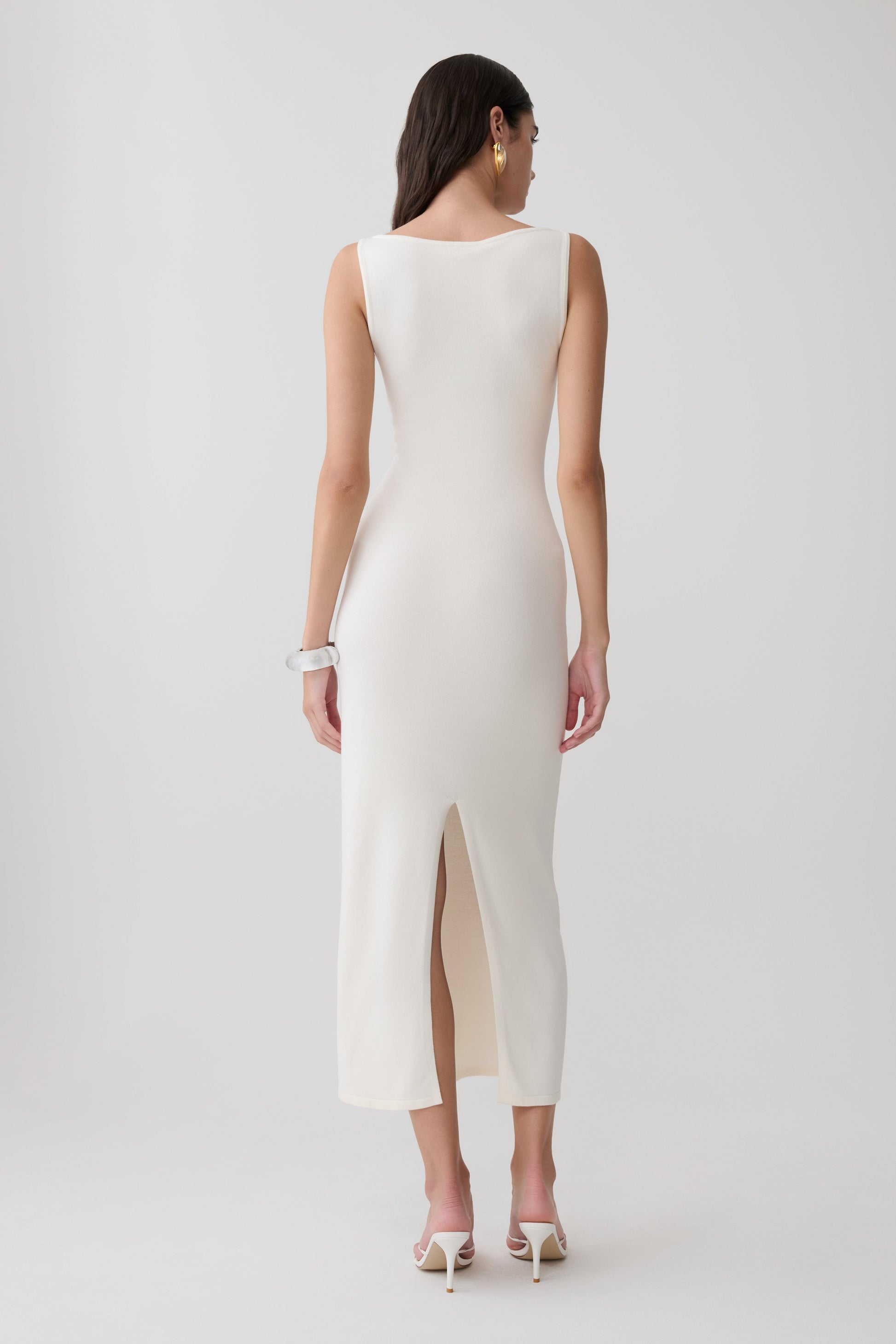 boat neck midi white dress TFNC Bridal boat neck bow back cotton midi dress in ivory