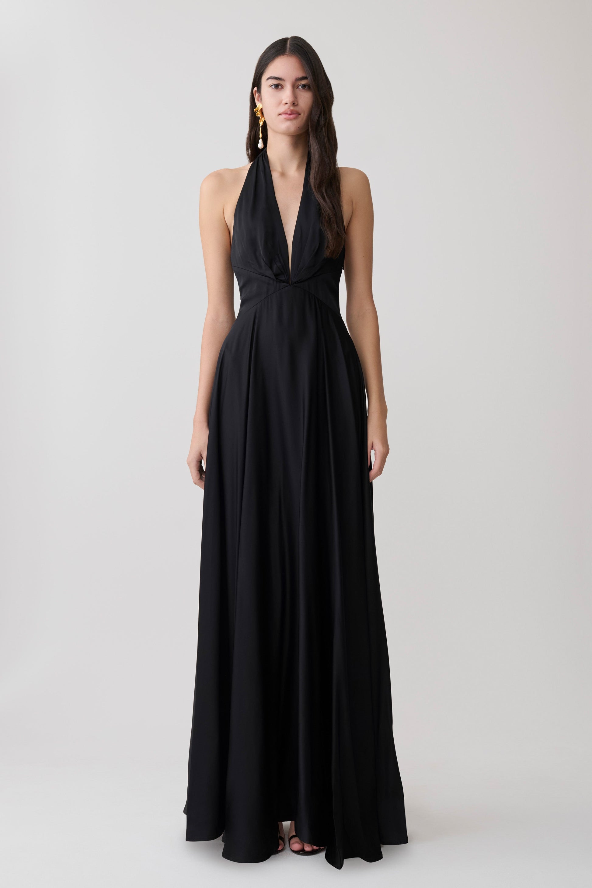 Rebecca Halter Buttoned Maxi Dress / Black | MESHKI