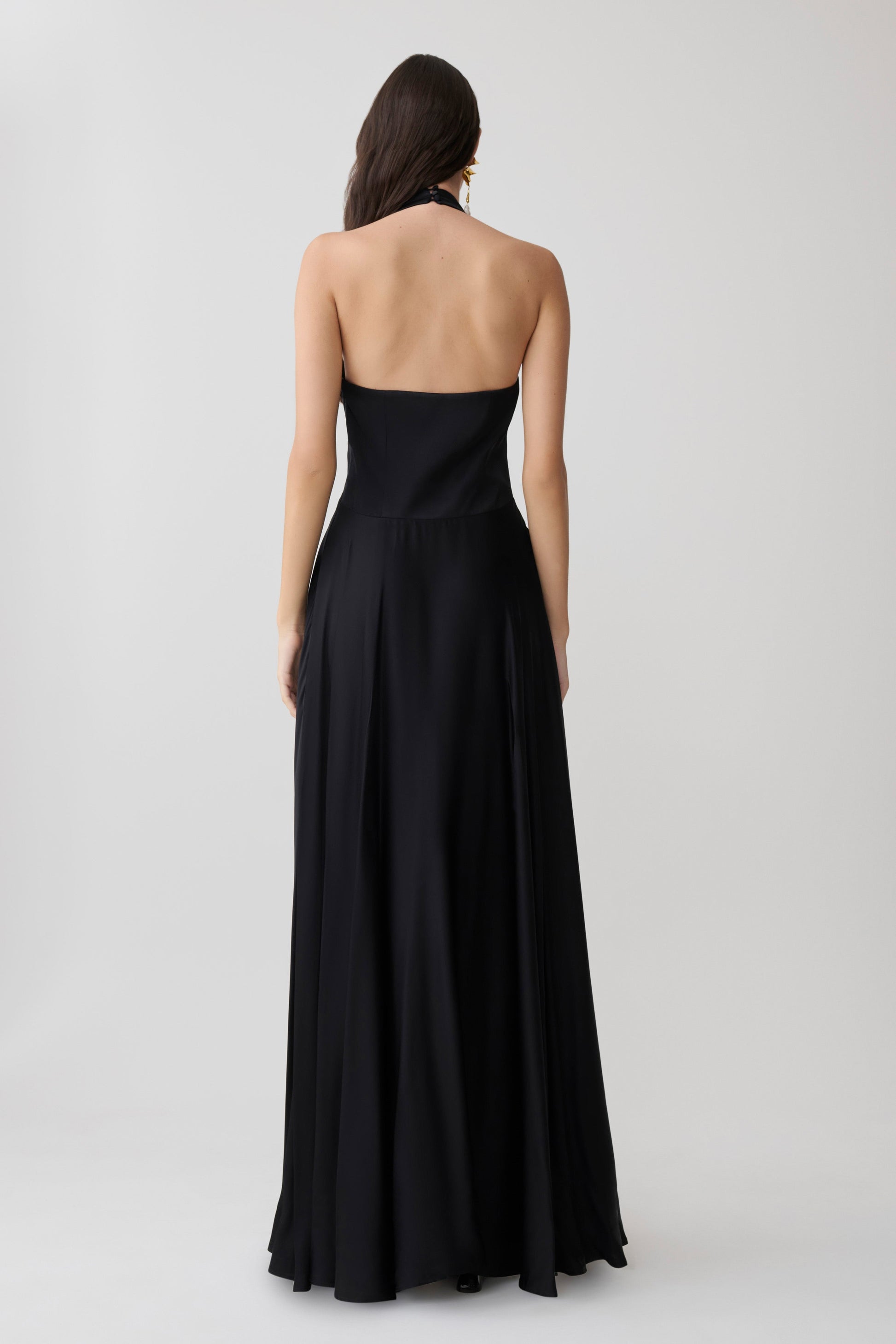 Rebecca Halter Buttoned Maxi Dress / Black | MESHKI