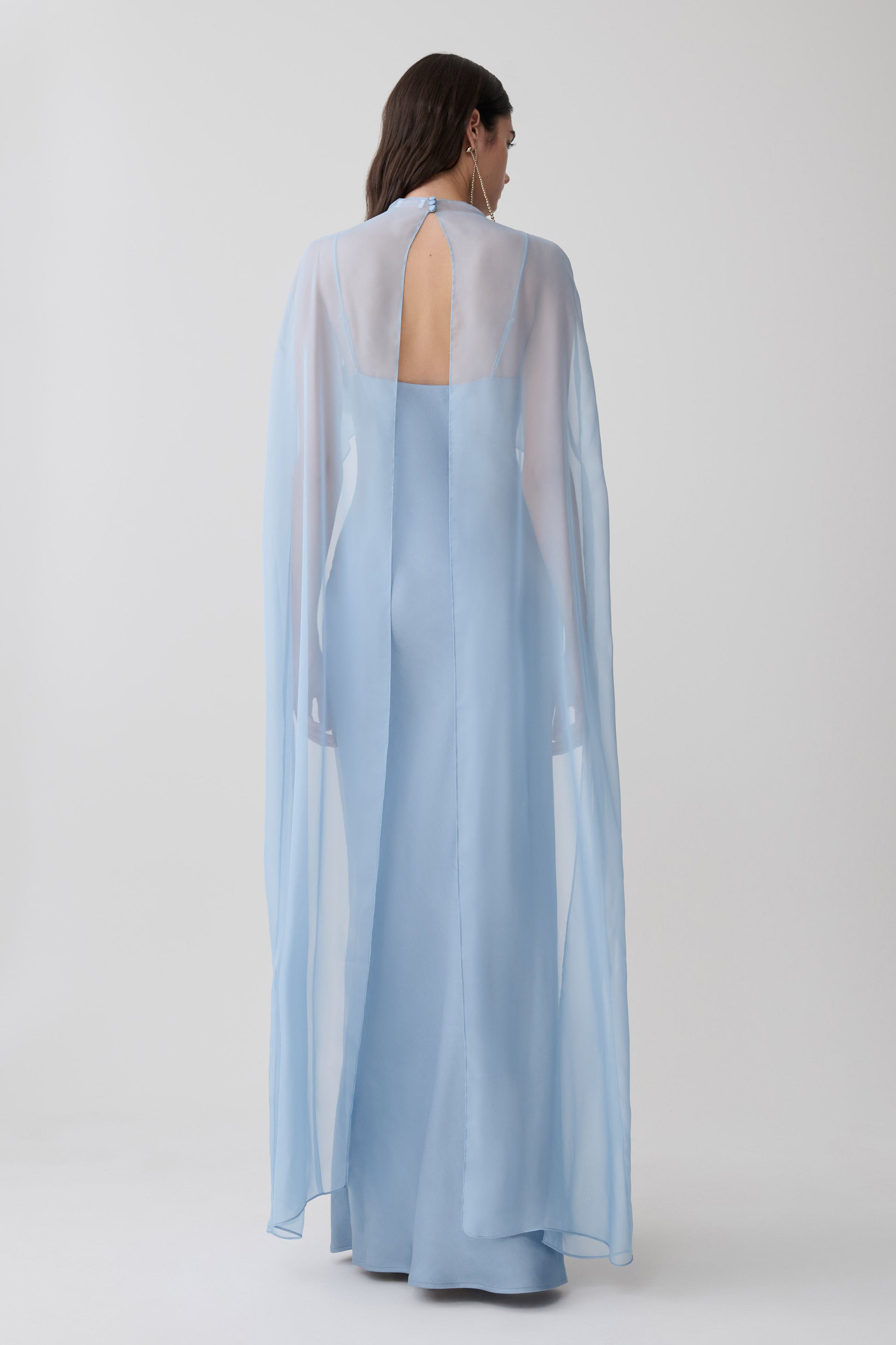 muted blue maxi dress Martinne Chiffon Overlay Maxi Dress - Arctic Blue