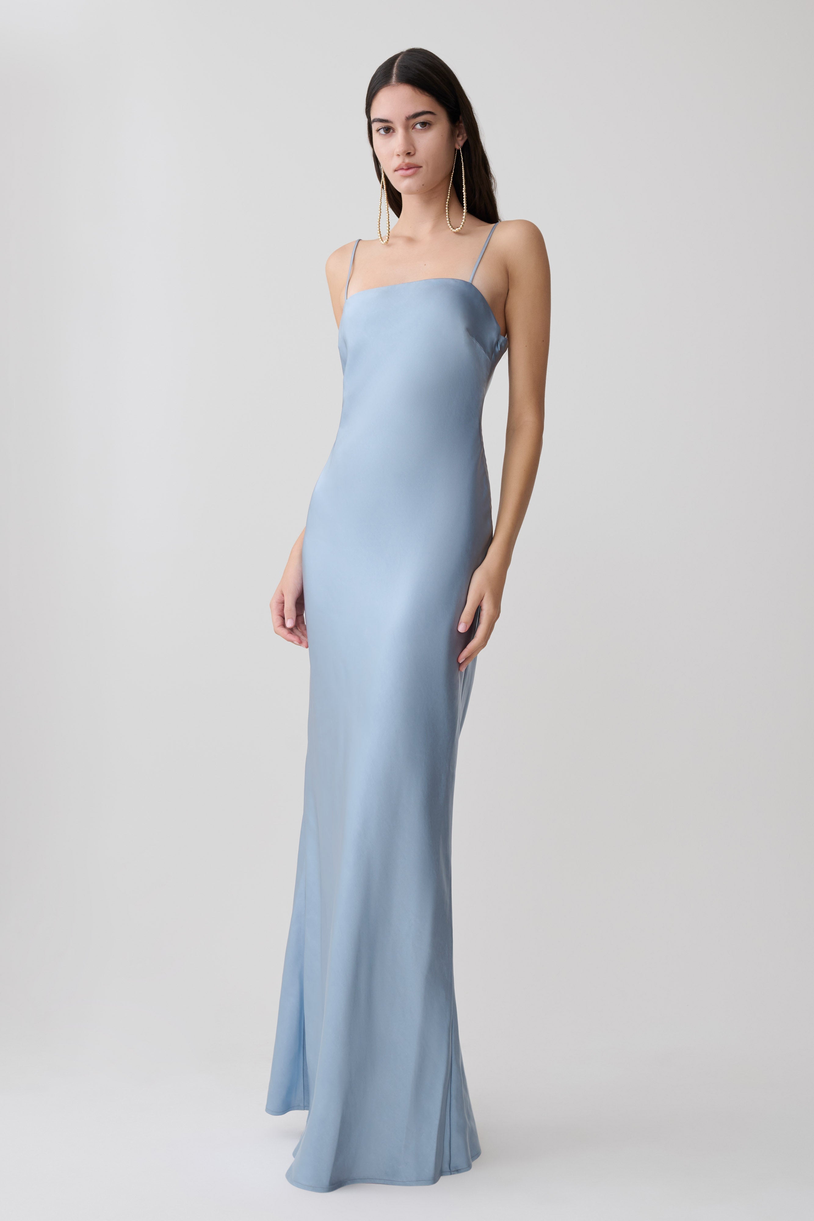 Martinne Chiffon Cape Maxi Dress - Arctic Blue | MESHKI US