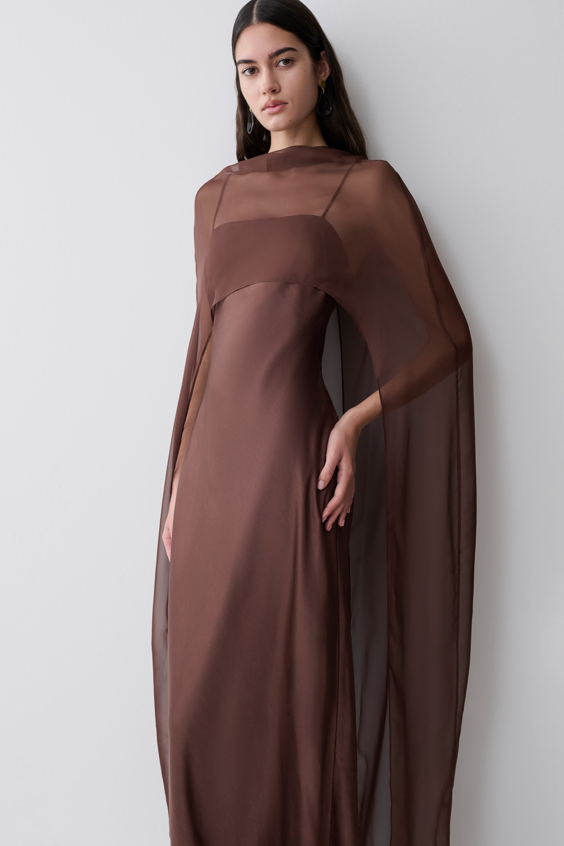 Martinne Chiffon Overlay Maxi Dress - Mocha #3