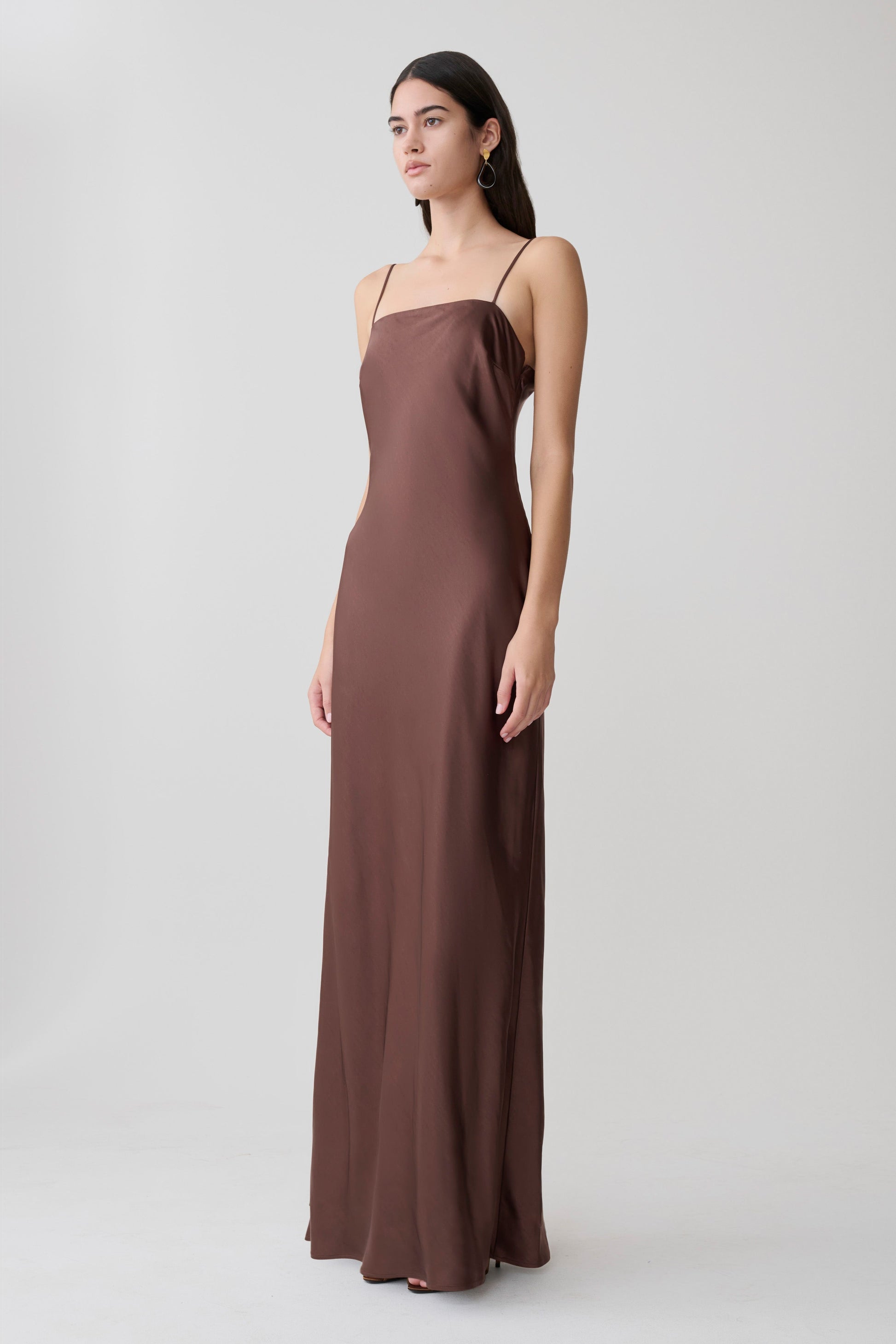 mocha chiffon maxi dress Mocha Umbrella Chiffon Modest Maxi Dress