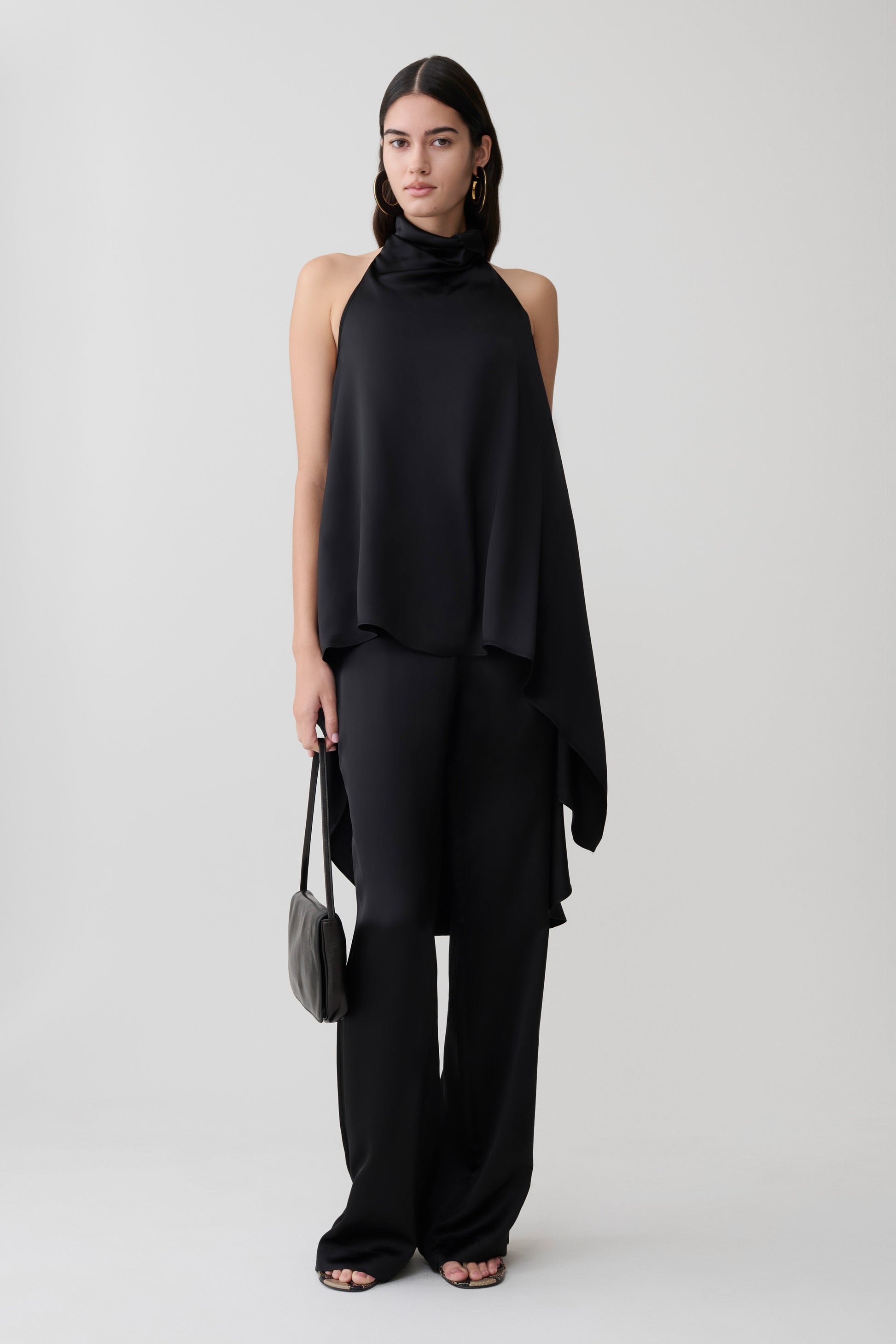 Sydney Straight Leg Satin Pants - Black #3