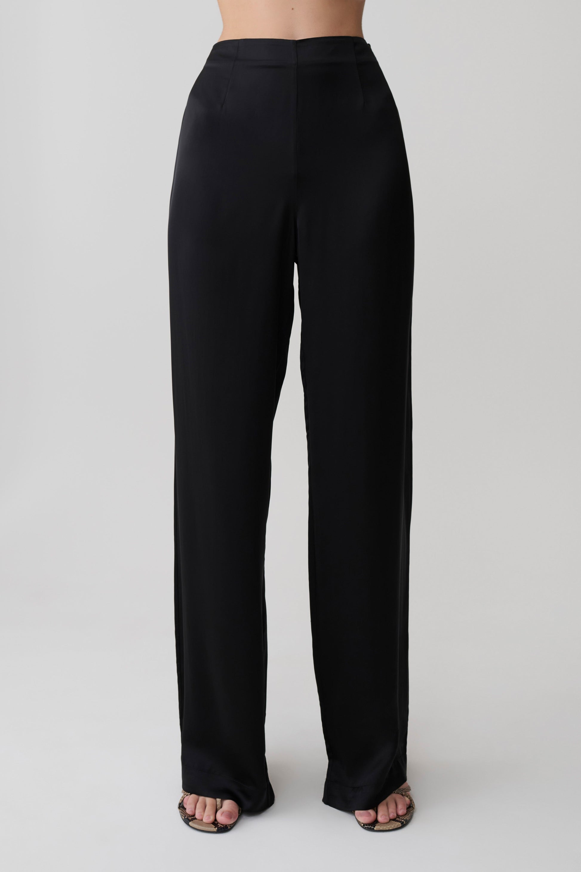 Sydney Straight Leg Satin Pants / Black | MESHKI