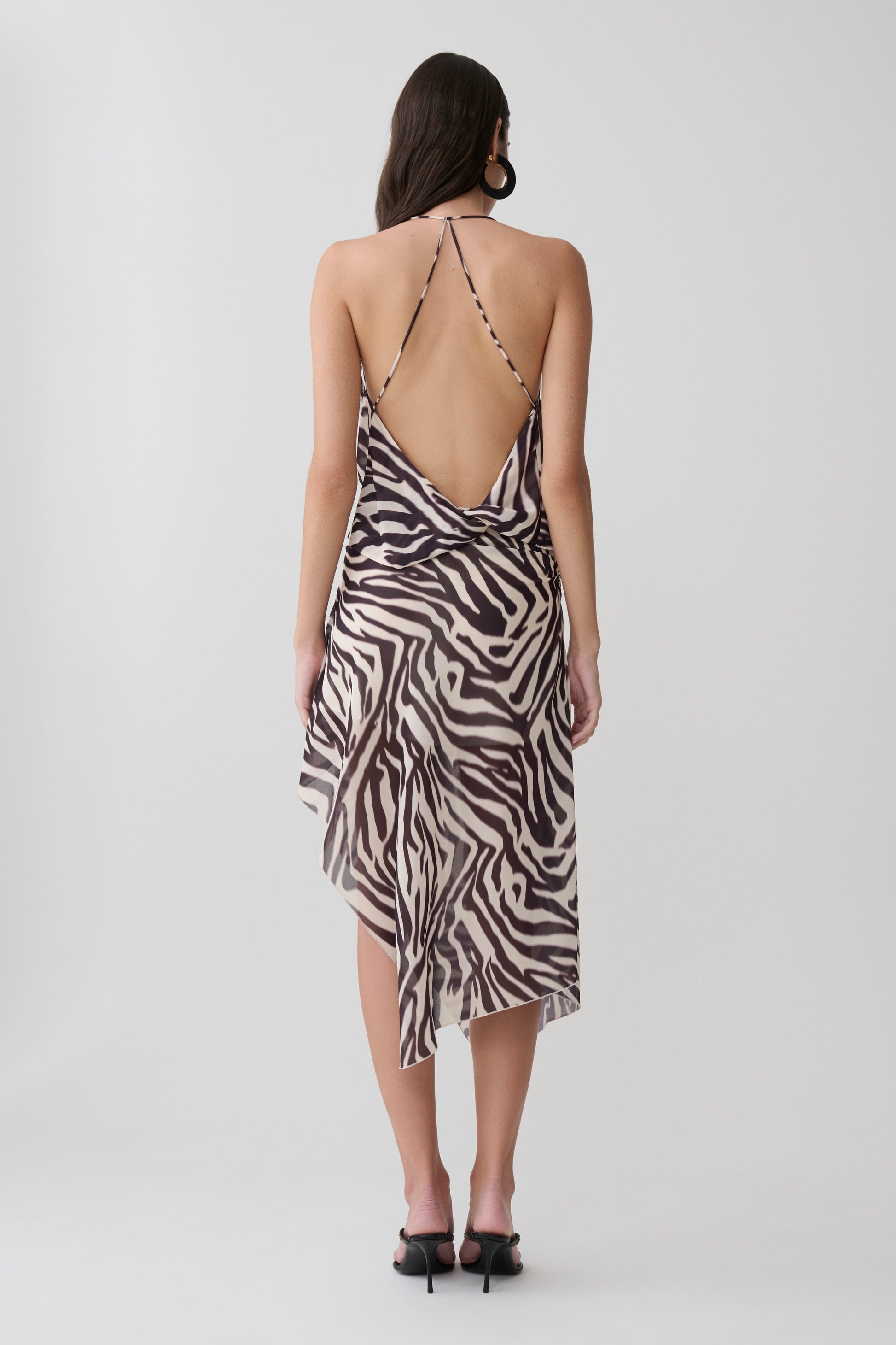 Lana Low Back Chiffon Top - Abstract Zebra Print #2