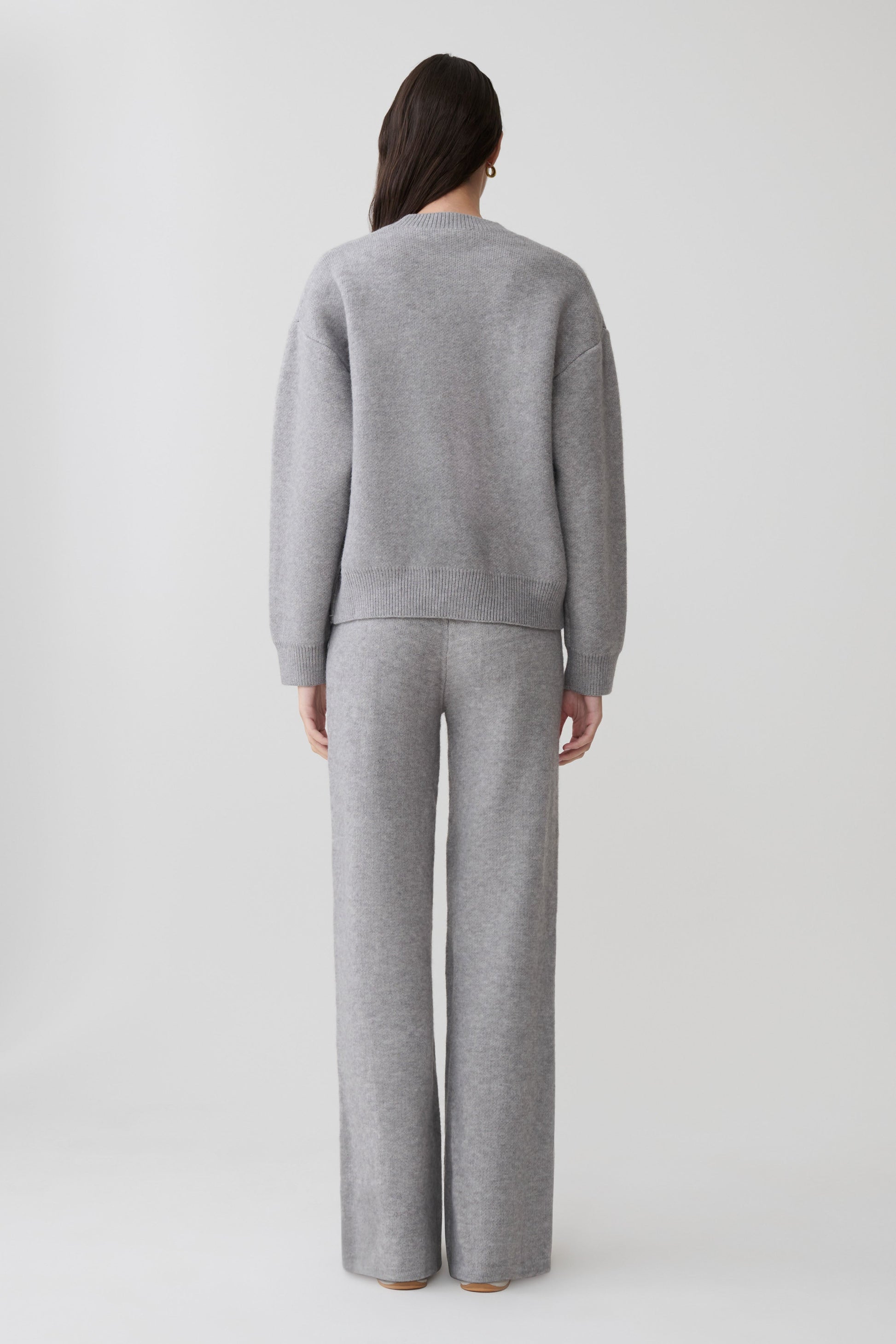 Evan Knit Wide Leg Pants - Grey Marle #2