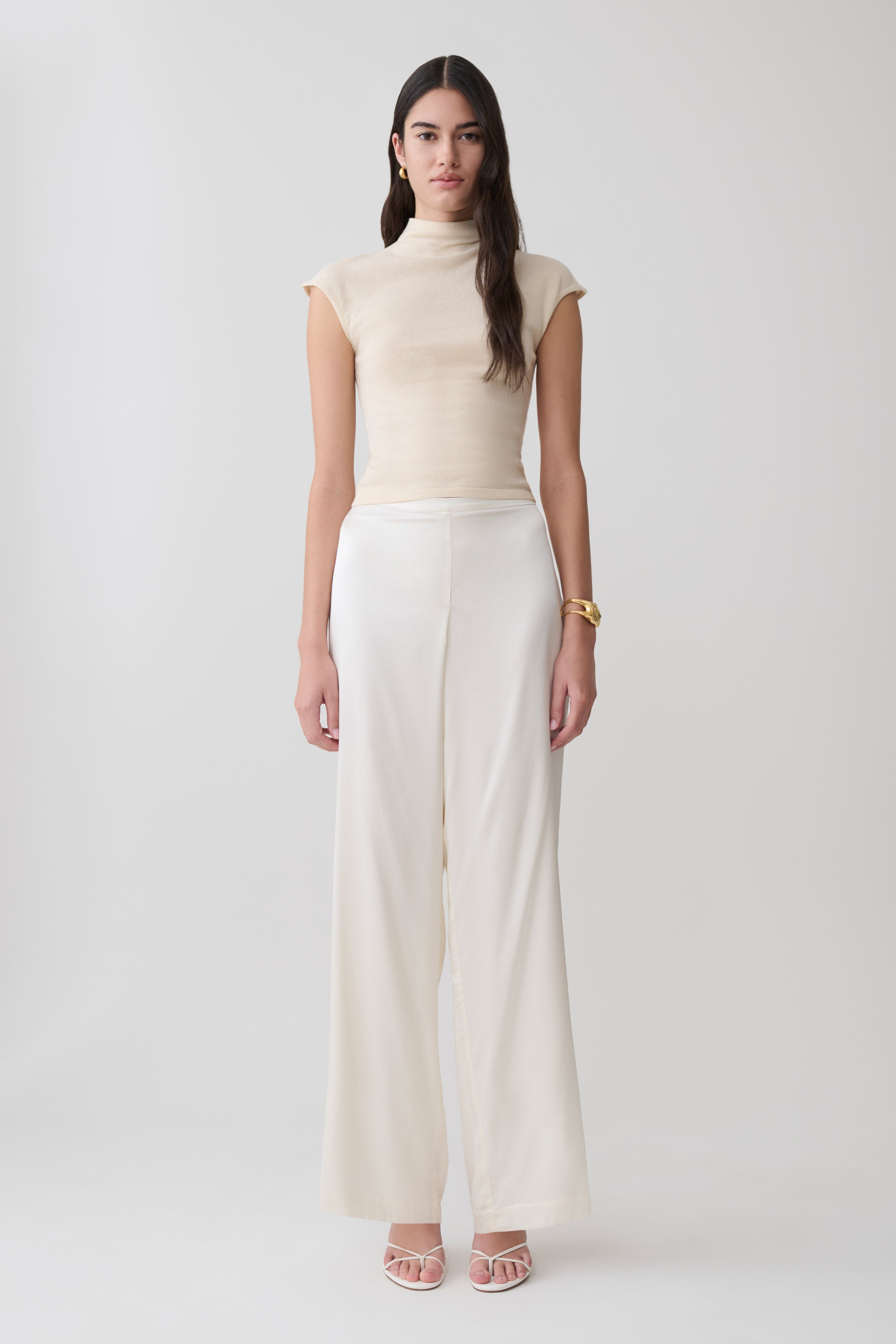 Sonny Short Sleeve Knit Top - Cream | MESHKI US