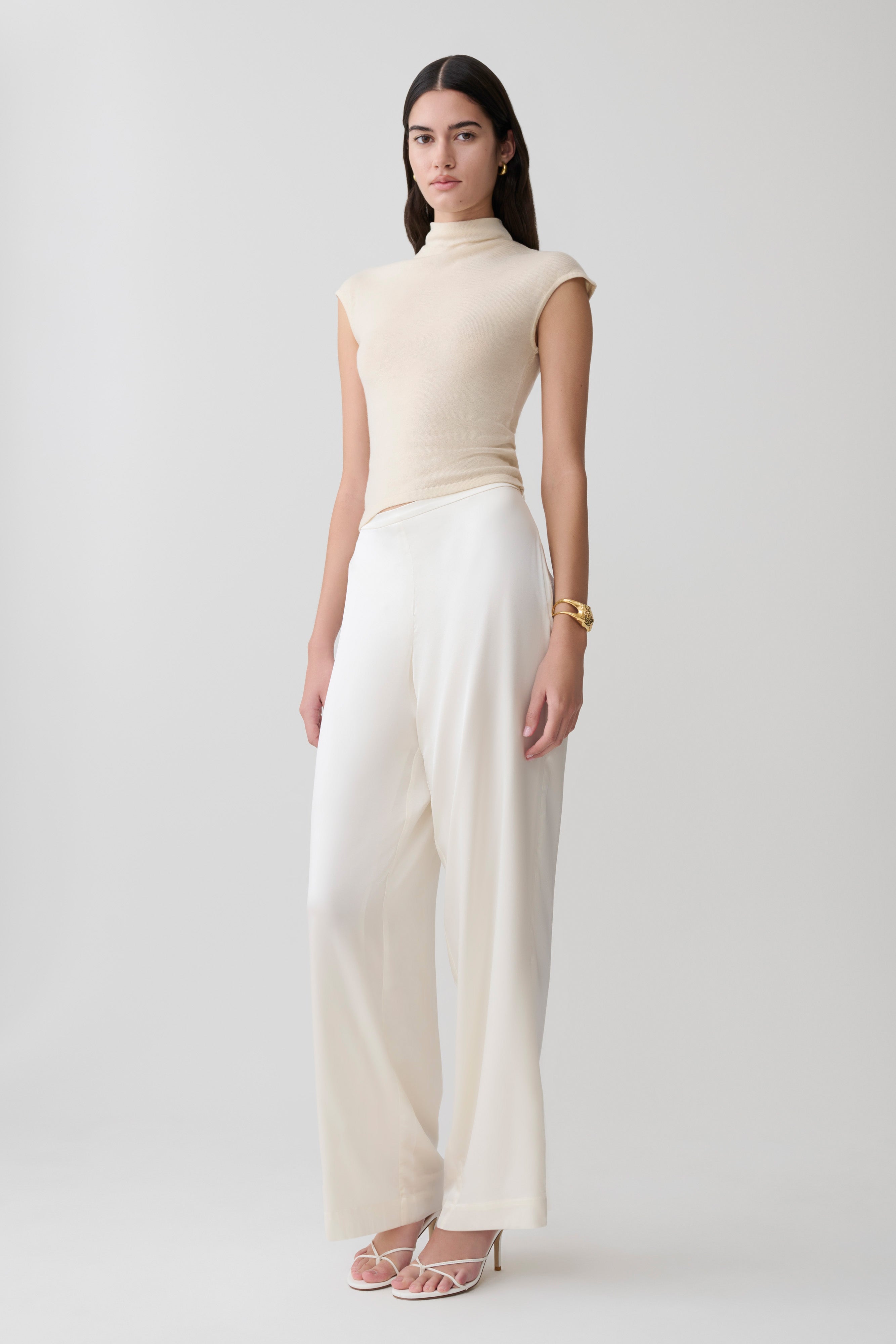 Sonny Short Sleeve Knit Top - Cream | MESHKI US