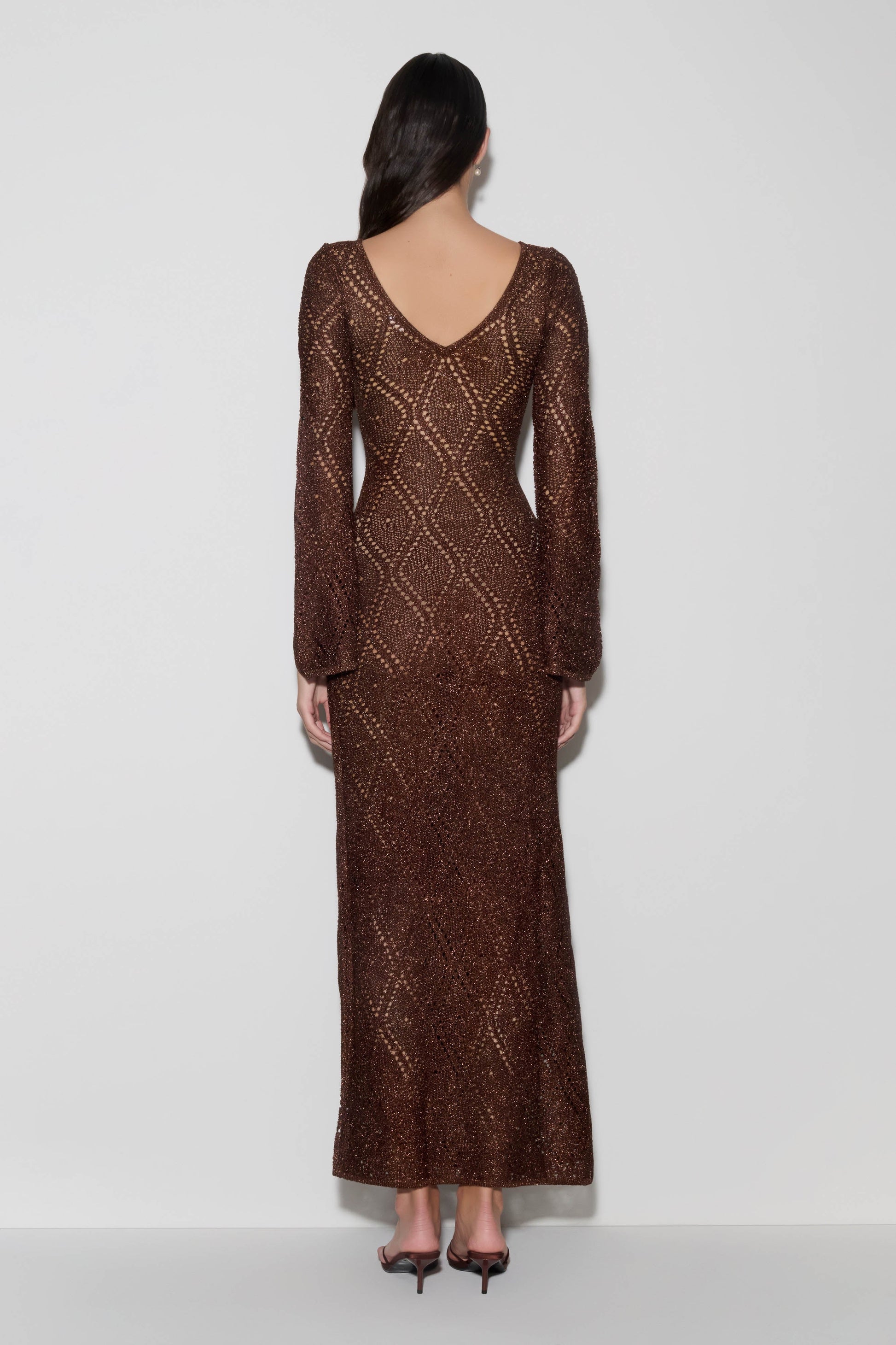 Chelsea Lurex Crochet Maxi Dress - Bronze #2