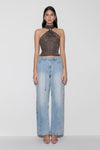 Nikki Lurex Top With Hardware - Gunmetal