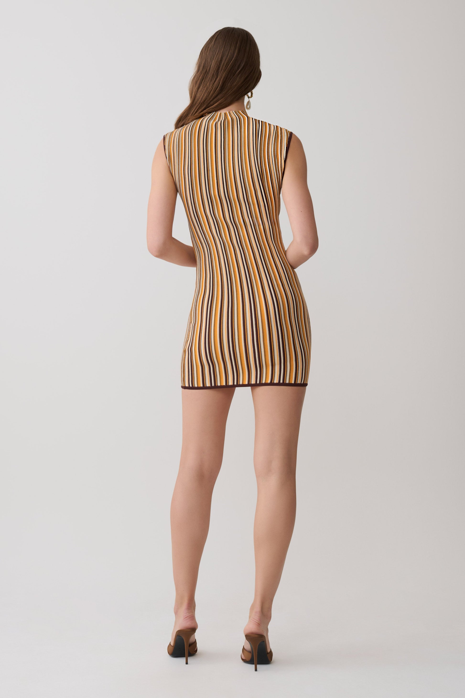 orange and yellow striped dress Short striped dress