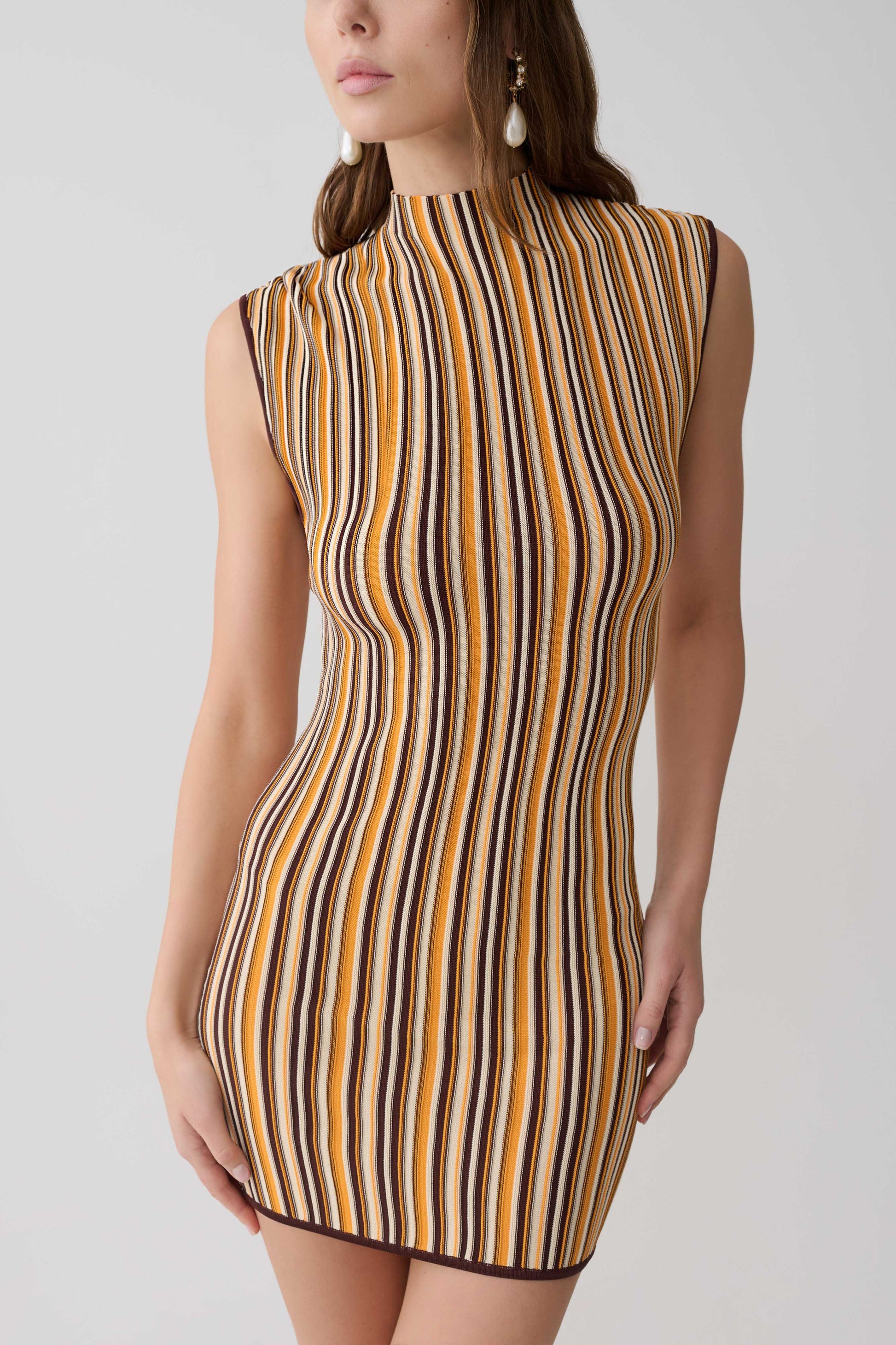 orange and brown striped dress Orange Striped Dress - Ribbed Dress - Short Sleeve Mini Dress