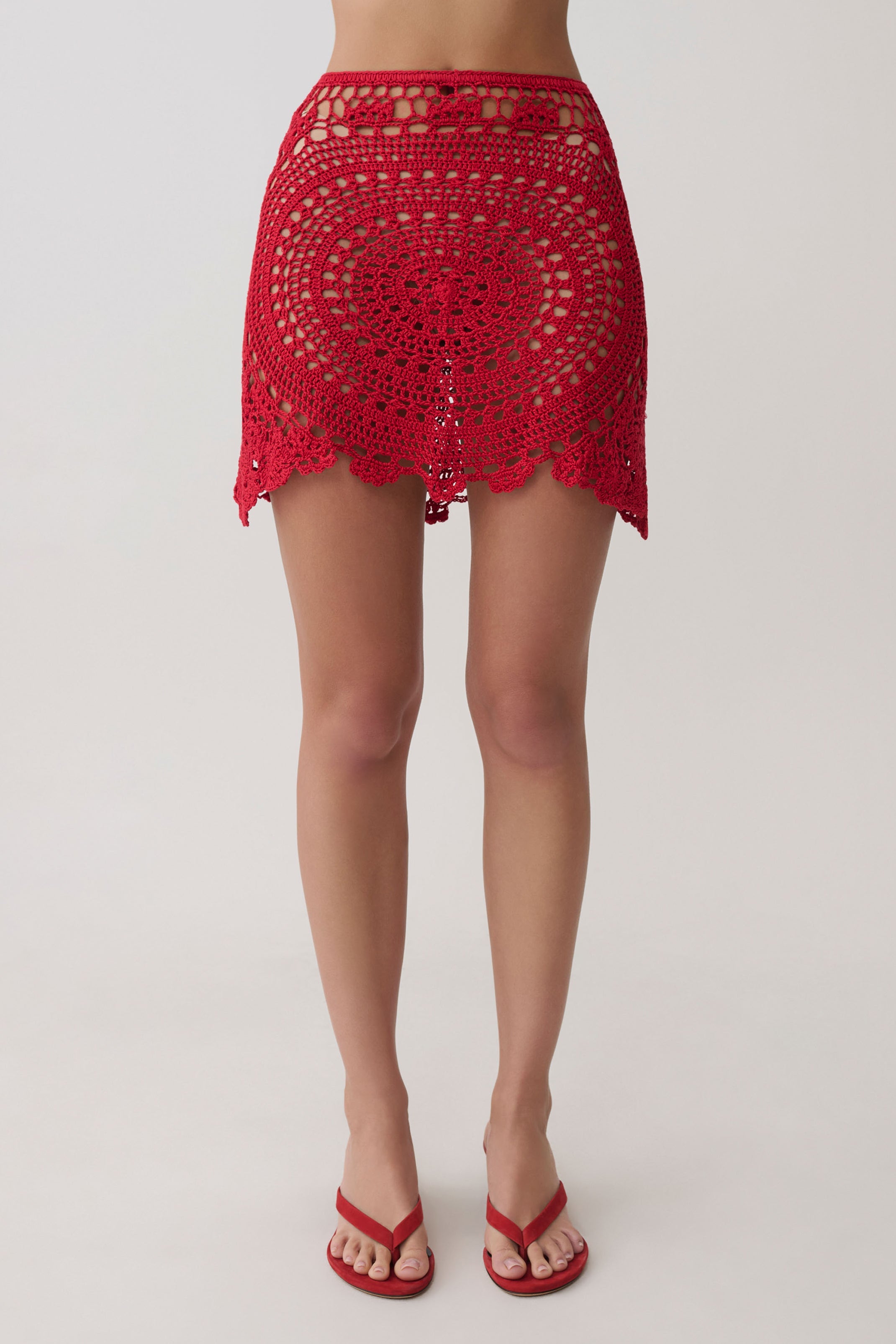 Marvin Crochet Mini Skirt - Red | MESHKI US