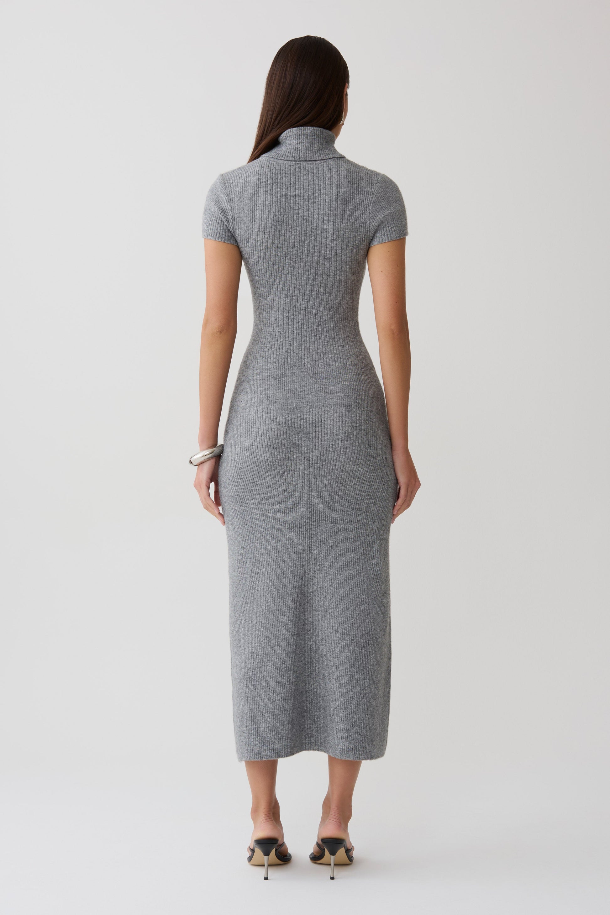 Goldie High Neck Knit Midi Dress - Grey Marle #2