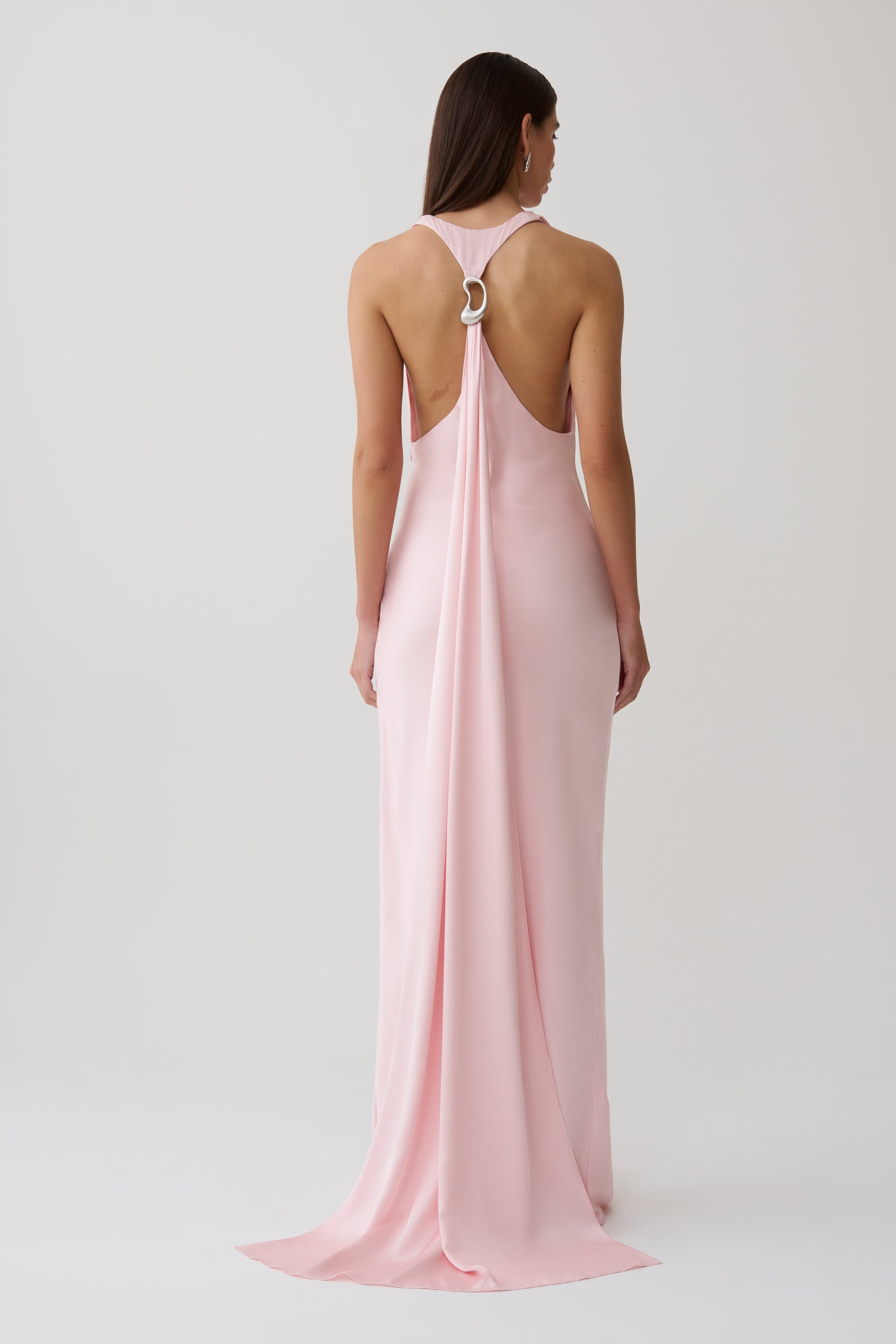 Winnie Halter Satin Maxi Dress With Hardware - Pale Pink #4
