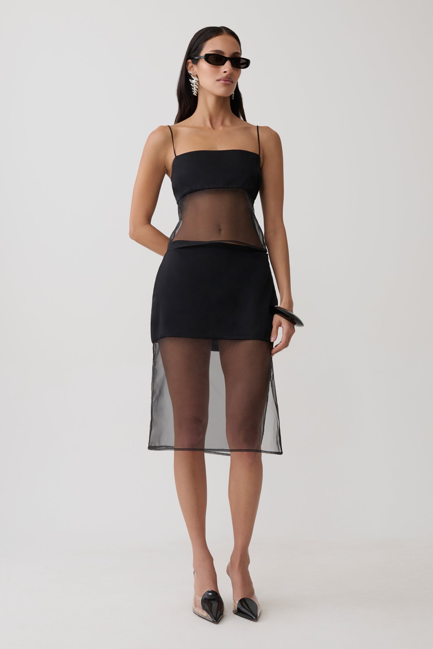 Claudia Sheer Midi Skirt - Black