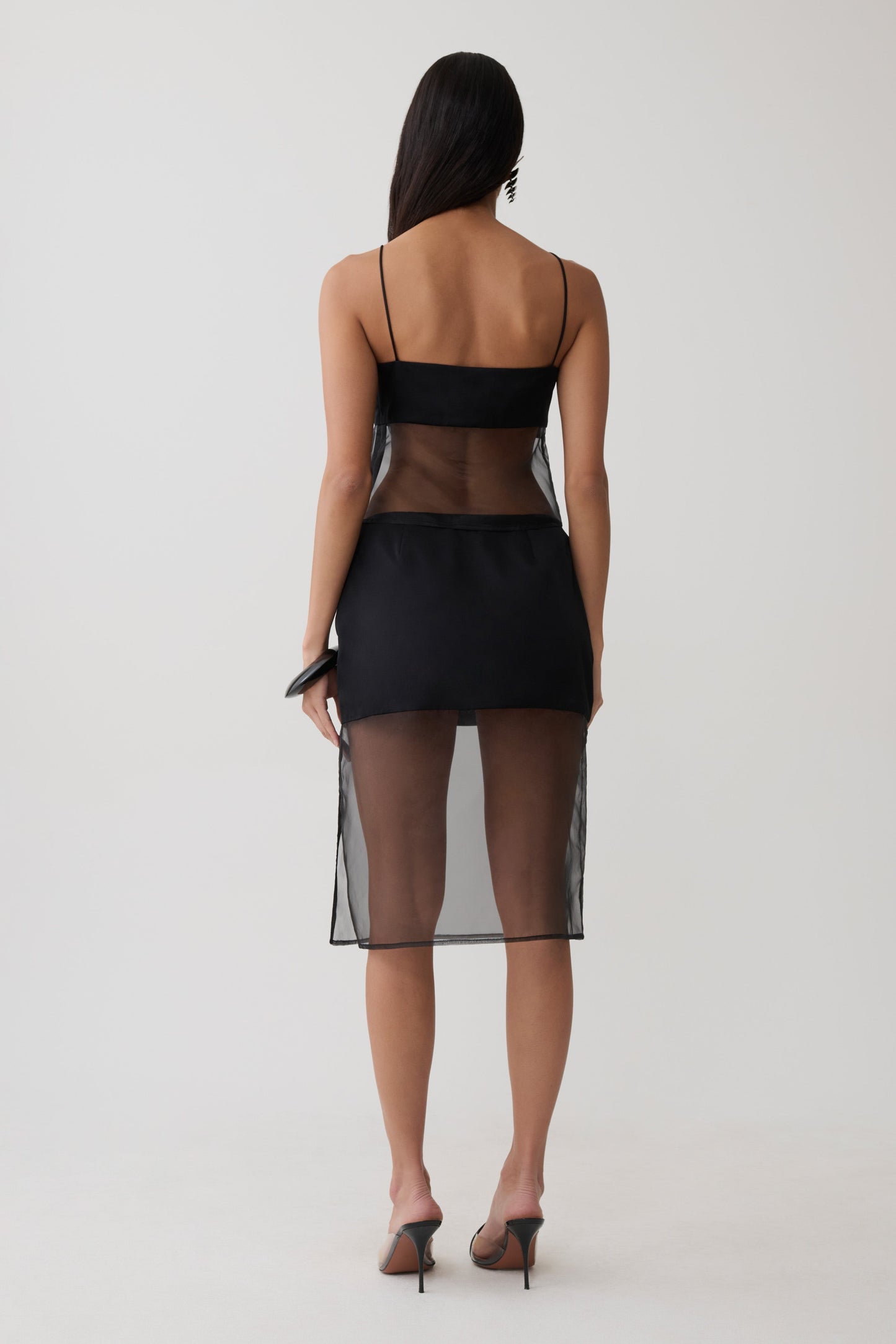 Claudia Sheer Midi Skirt - Black