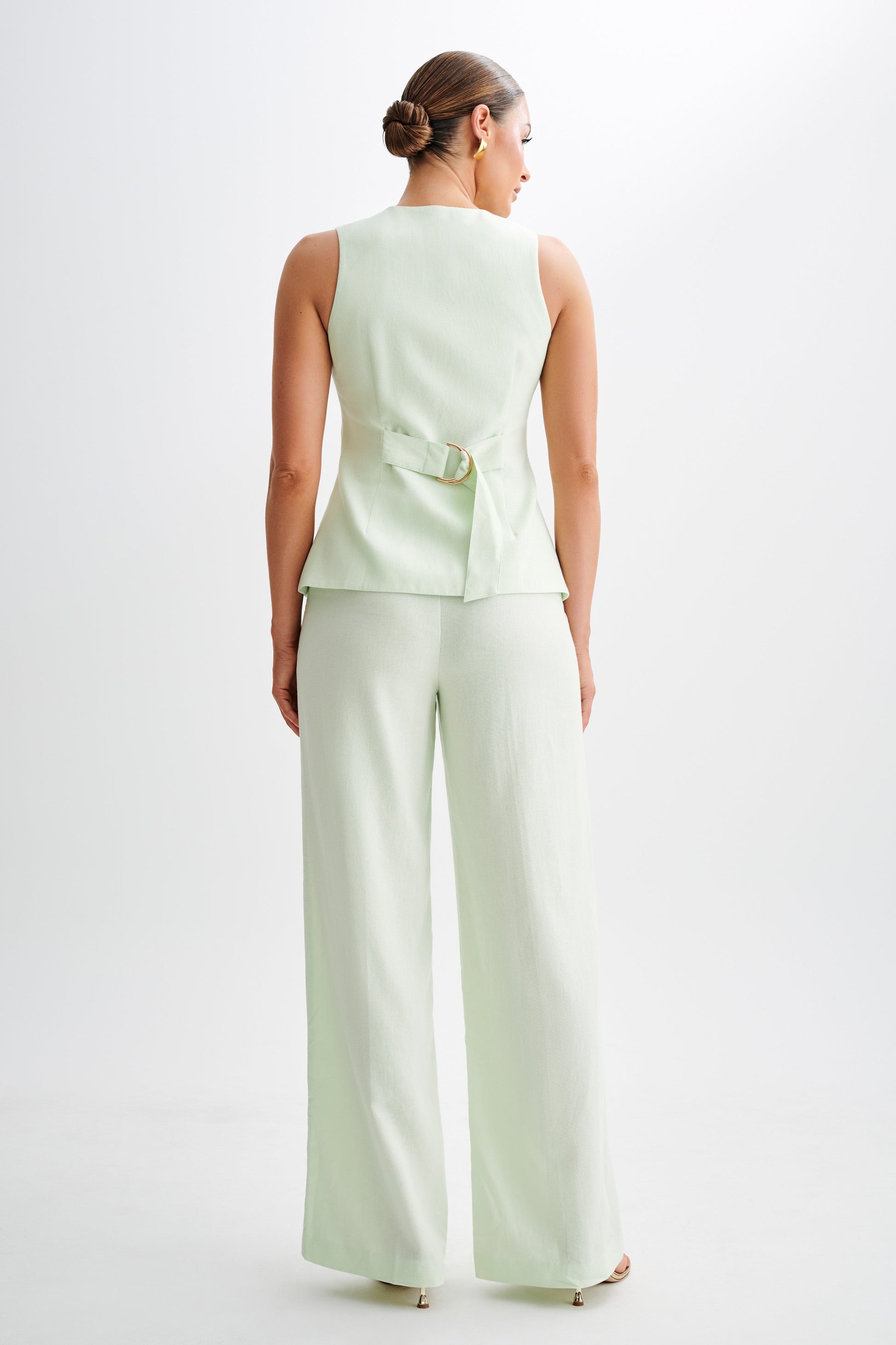 Laurence Sleeveless Linen Longline Top - Mint #9