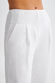 Adrina Straight Leg Linen Pant - White