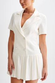 Quentin Suiting Pleated Mini Dress - Ivory