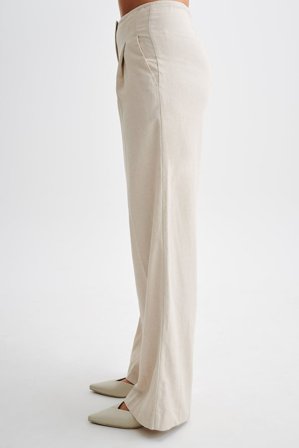 Adrina Straight Leg Linen Pant - Natural