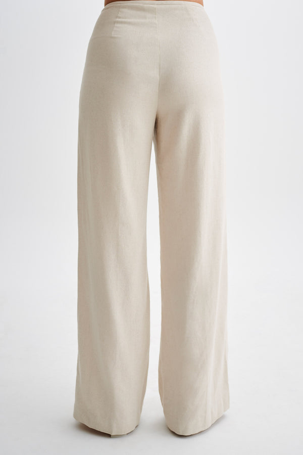 Adrina Straight Leg Linen Pant - Natural