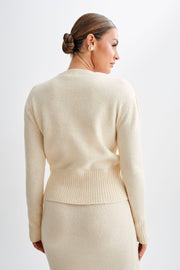 Genevieve Oversized Knit Cardigan - Cream Marle