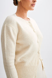 Genevieve Oversized Knit Cardigan - Cream Marle