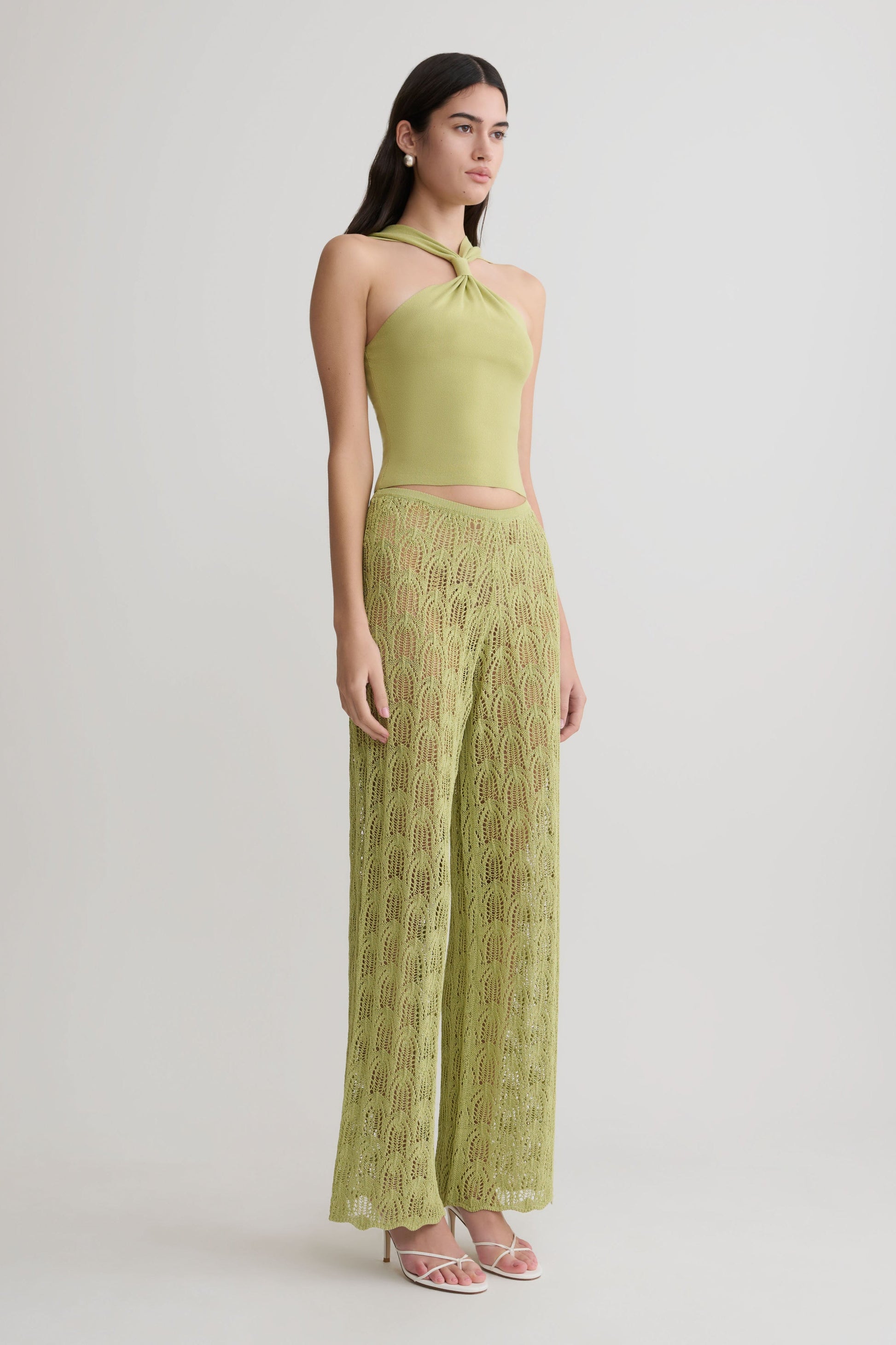 Angelika Twist Front Knit Top - Light Olive #5