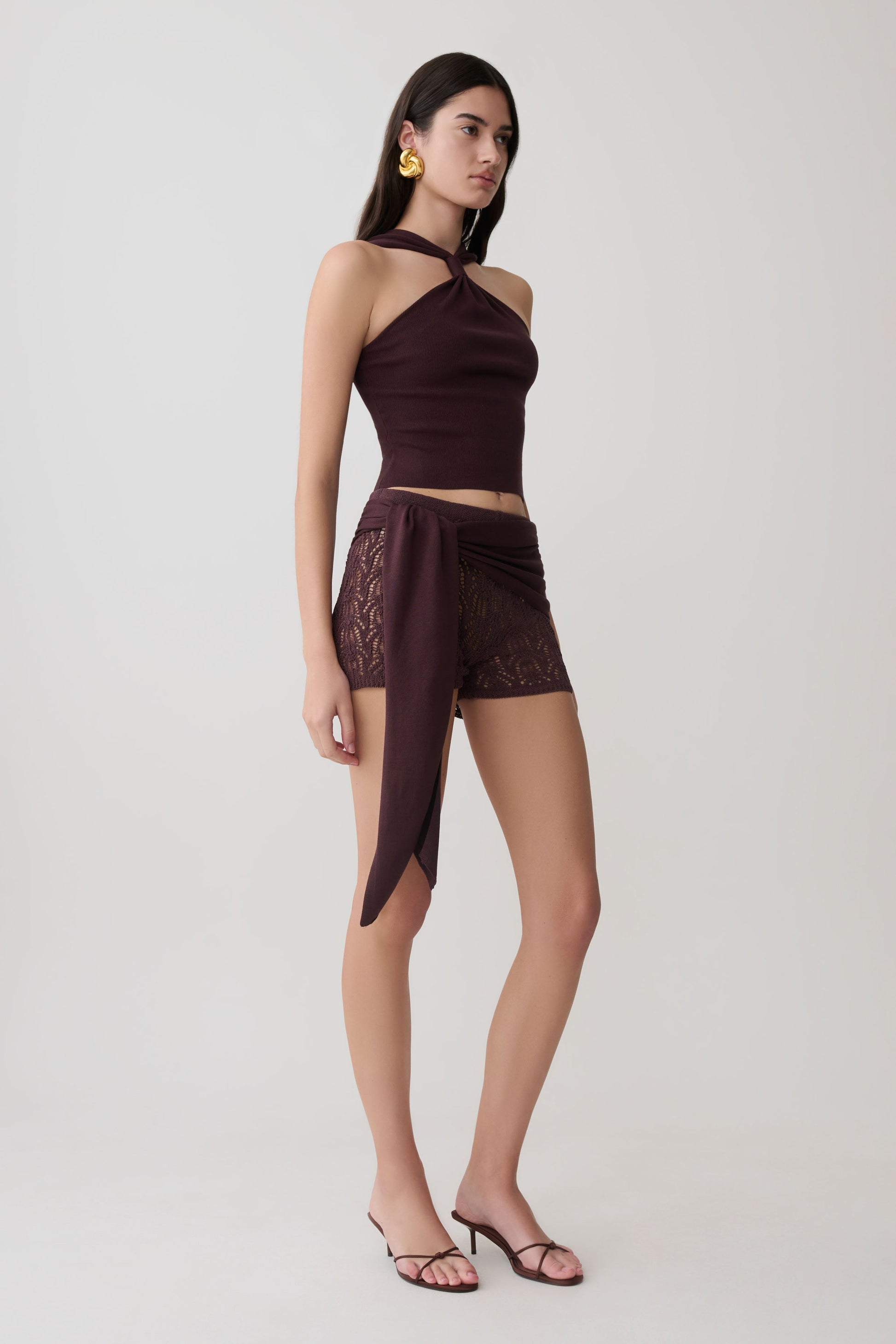 Angelika Twist Front Knit Top - Chocolate #4