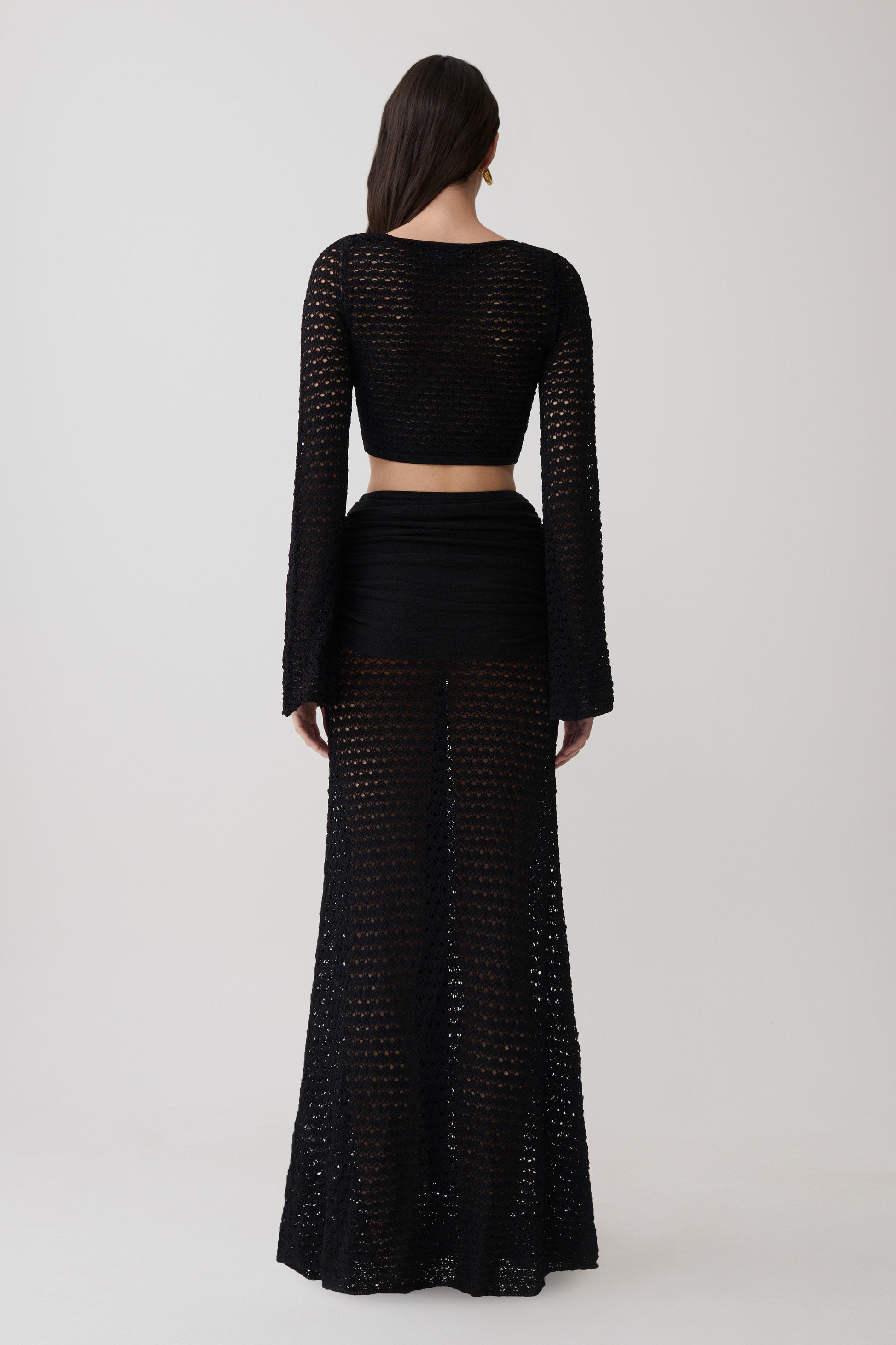 Mania Crochet Maxi Skirt With Hardware - Black #2