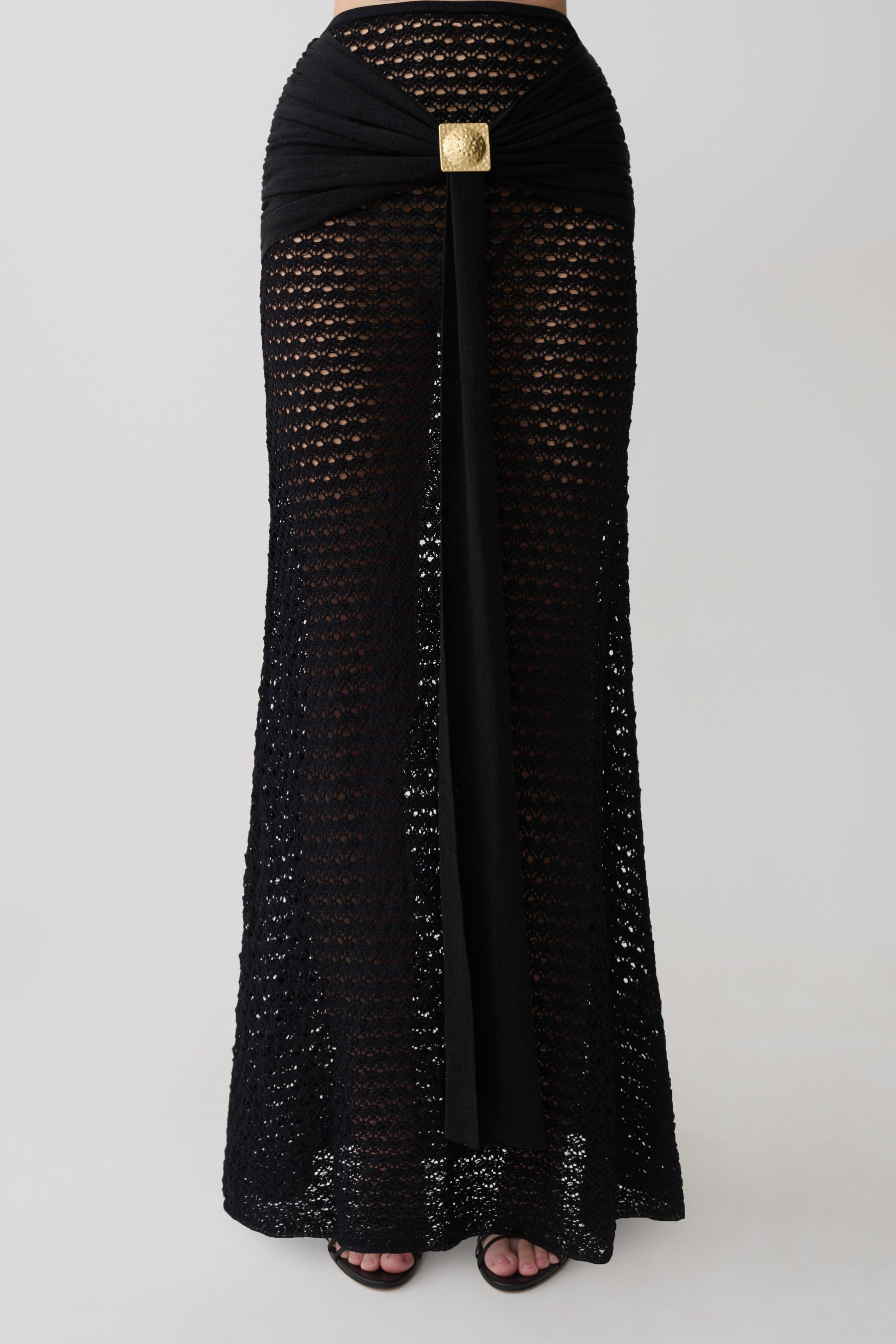 Mania Crochet Maxi Skirt With Hardware - Black #7