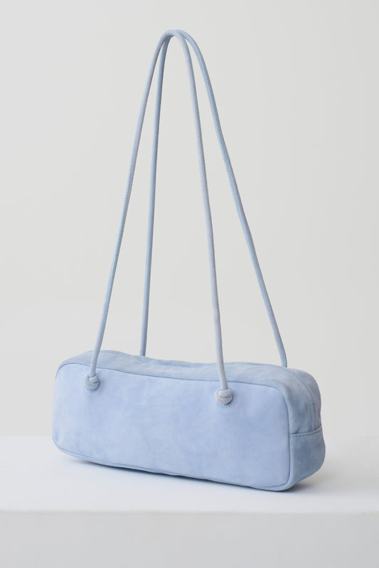 Mia Barrel Bag - Pale Blue Suede