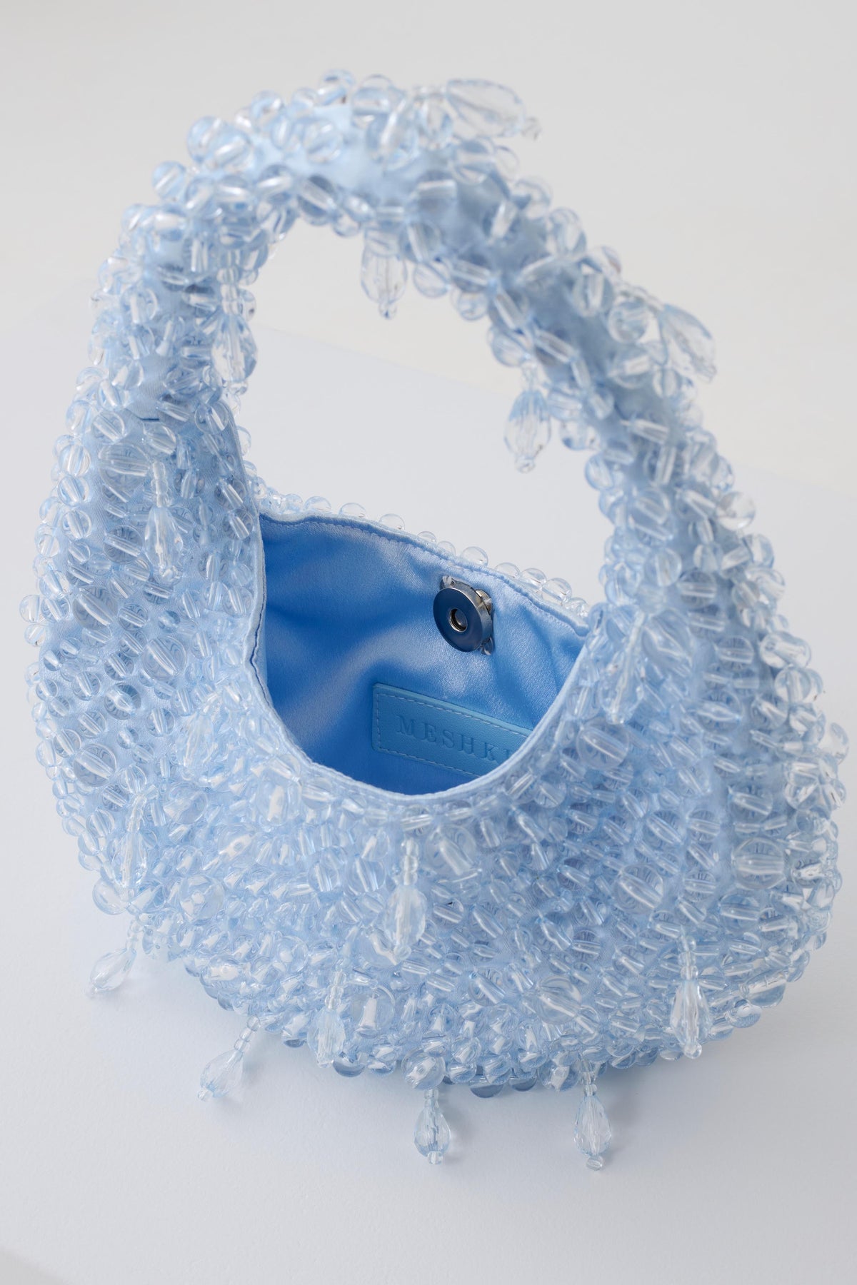 Amara Pearl Teardrop Beaded Bag - Pale Blue