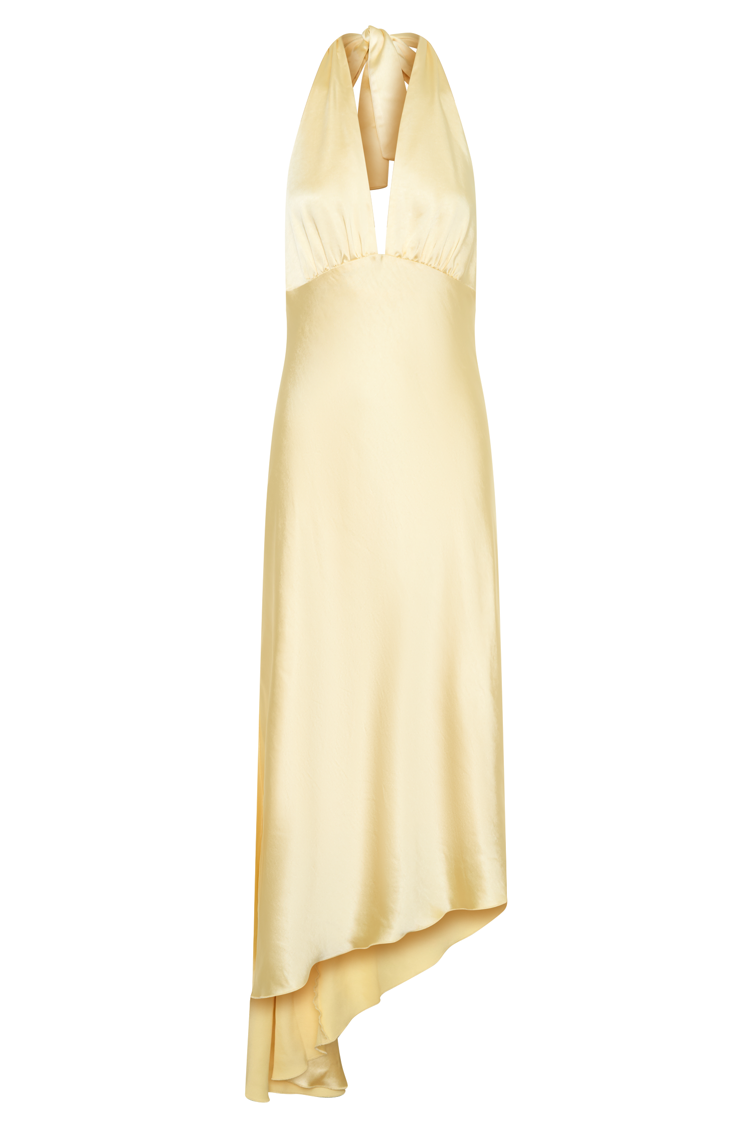 Adelie Asymmetric Hem Halter Midi Dress - Butter #9
