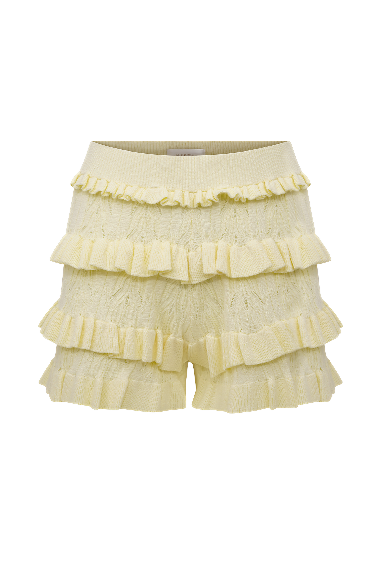 Amy Pointelle Knit Frill Bloomers - Lemon | MESHKI US Amy Pointelle Knit Frill Bloomers - Lemon | MESHKI US