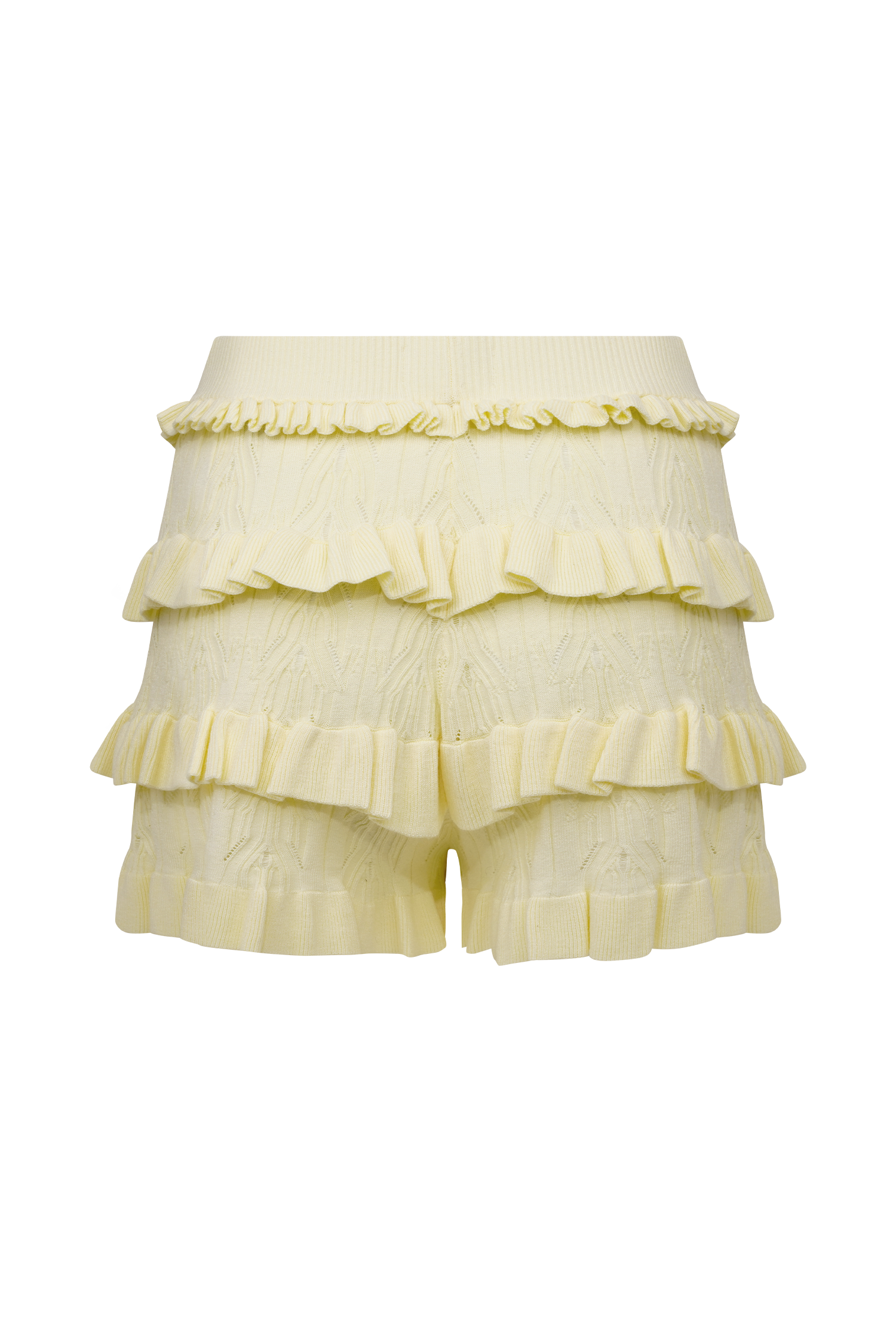 Amy Pointelle Knit Frill Bloomers - Lemon | MESHKI US Amy Pointelle Knit Frill Bloomers - Lemon | MESHKI US